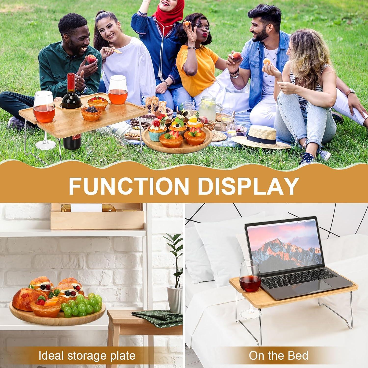 Mesa de picnic plegable Willinglong con bandeja de bambú 2 personas