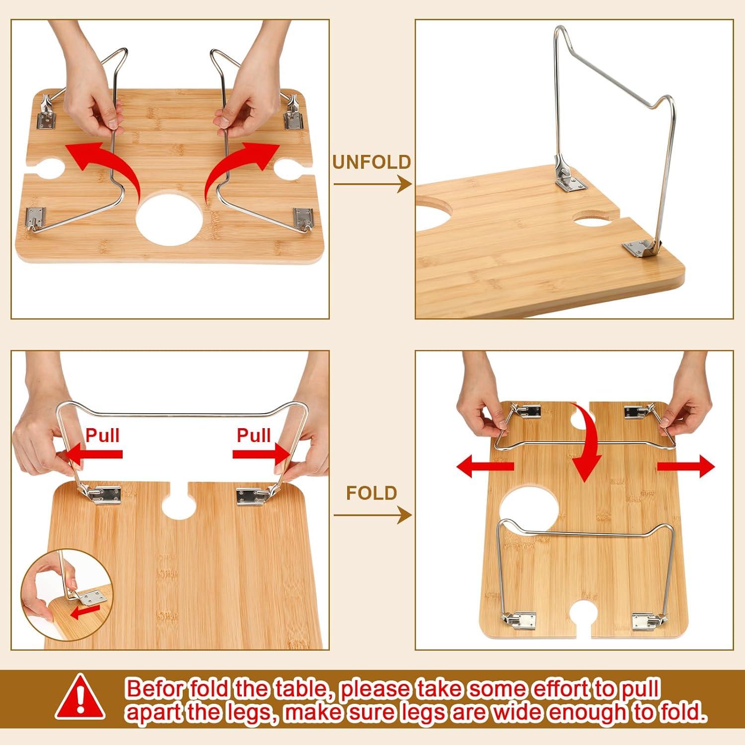 Mesa de picnic plegable Willinglong con bandeja de bambú 2 personas