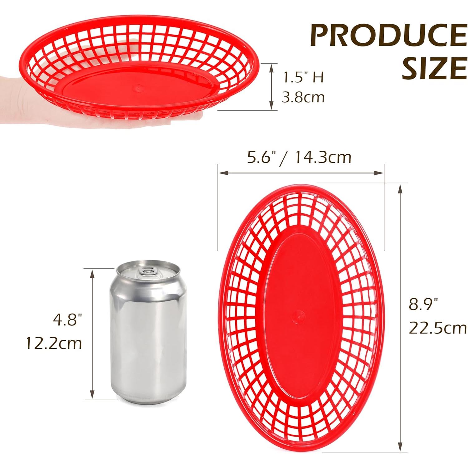Paquete de 50 Cestas Ovaladas Kingrol para Comida Rápida 22.5x14.3 cm