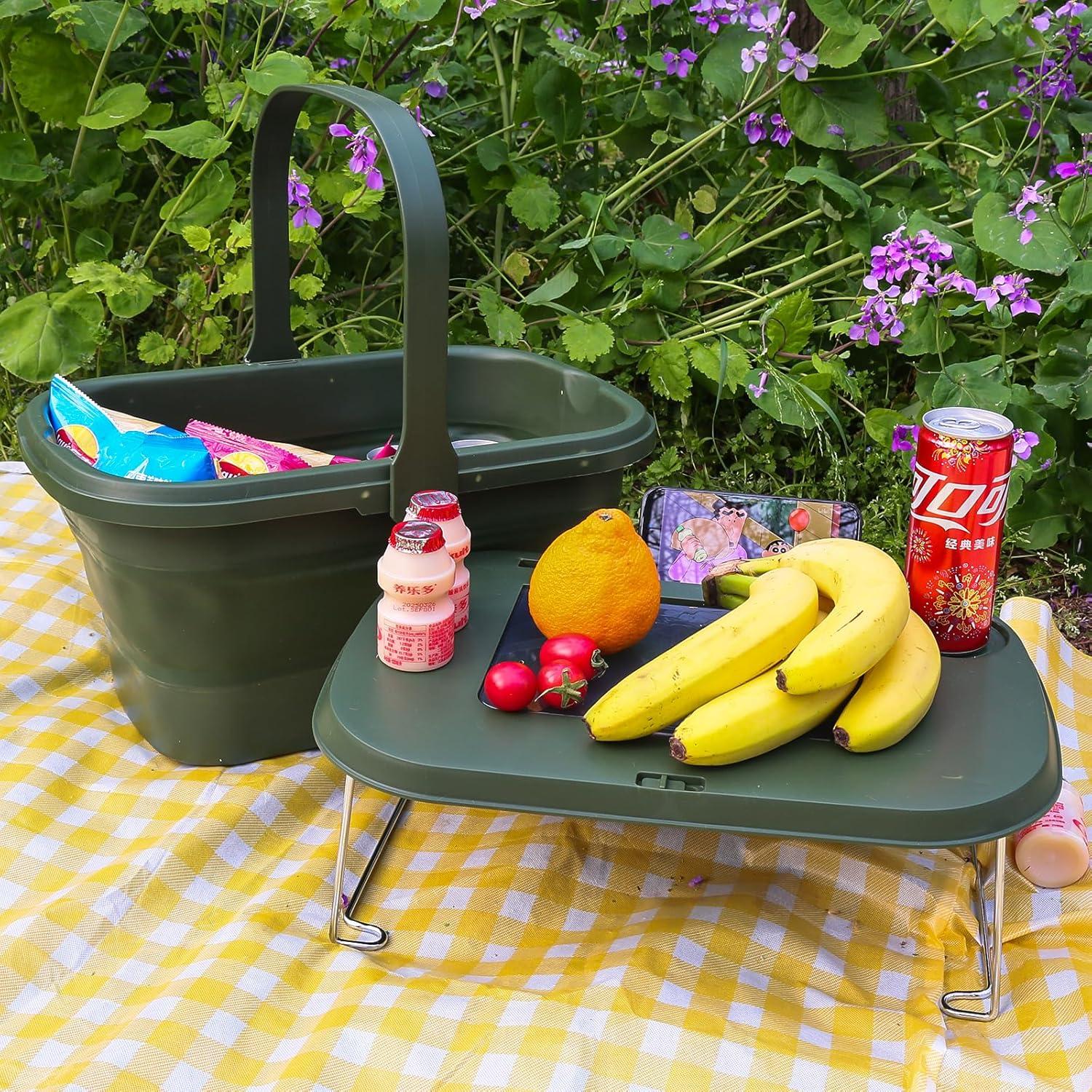 Cesta de Picnic Plegable 16L Verde SEEZENGREEN con Mesa