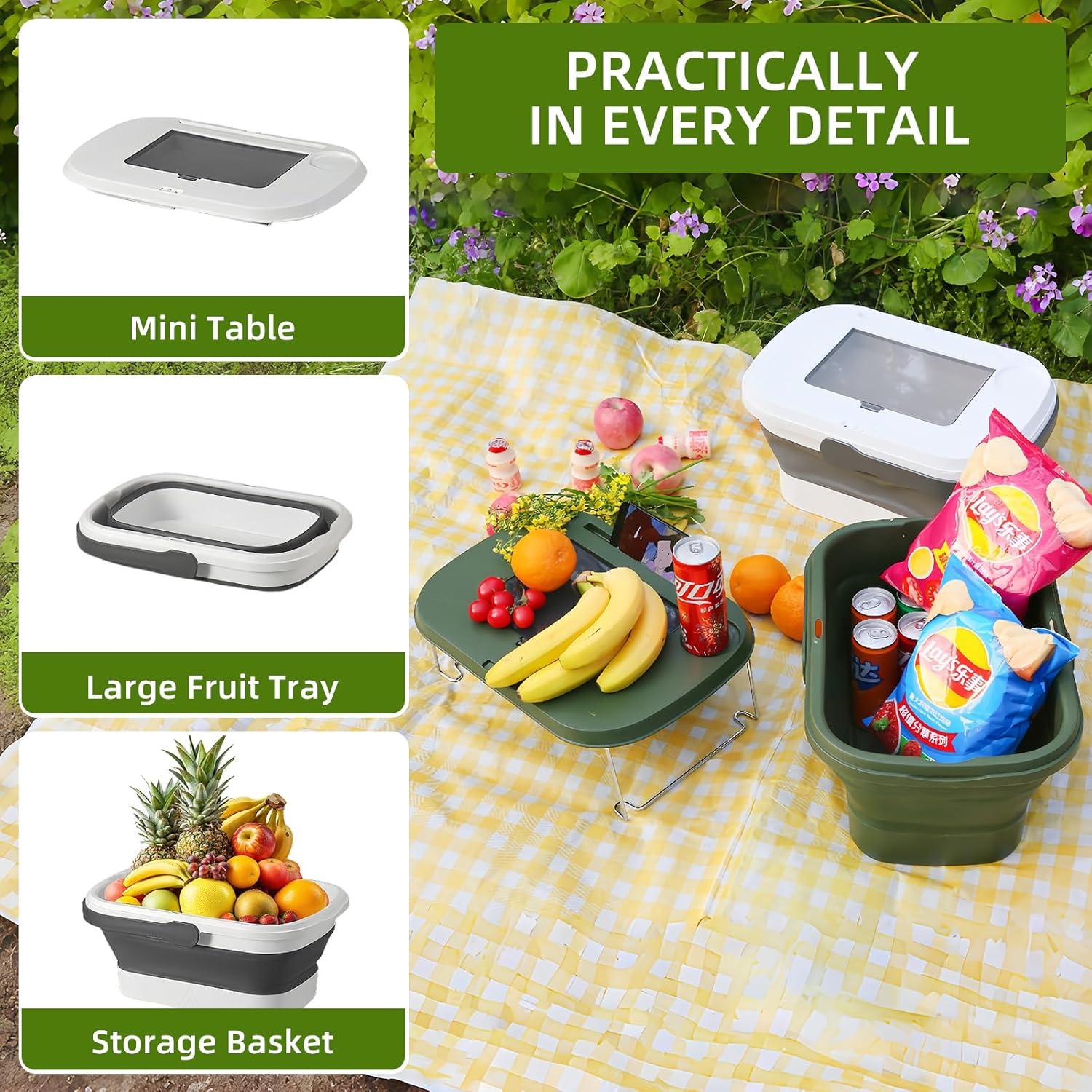 Cesta de Picnic Plegable 16L Verde SEEZENGREEN con Mesa