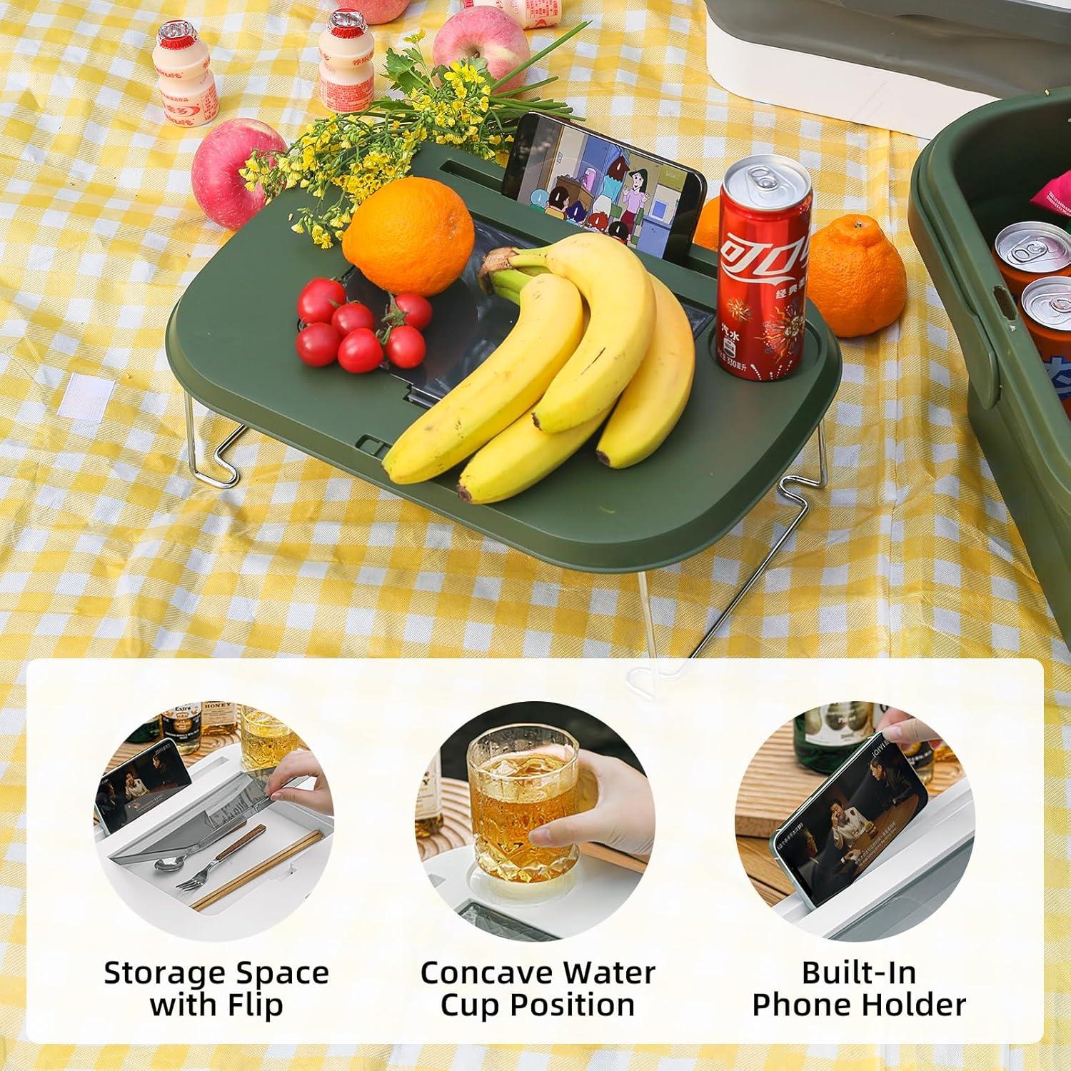 Cesta de Picnic Plegable 16L Verde SEEZENGREEN con Mesa