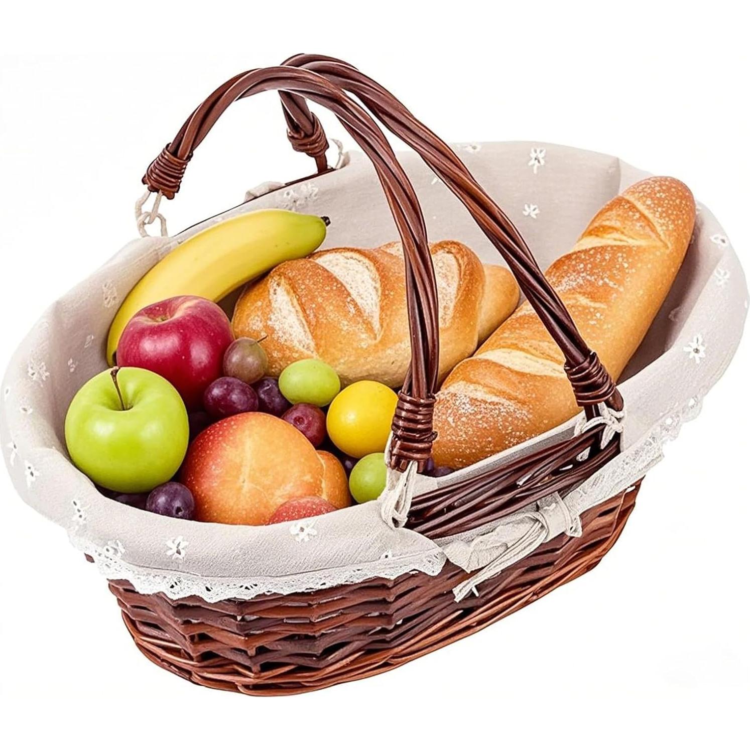 Cesta de Mimbre Natural HOZEON 35.8x27.9x17 cm con Forro