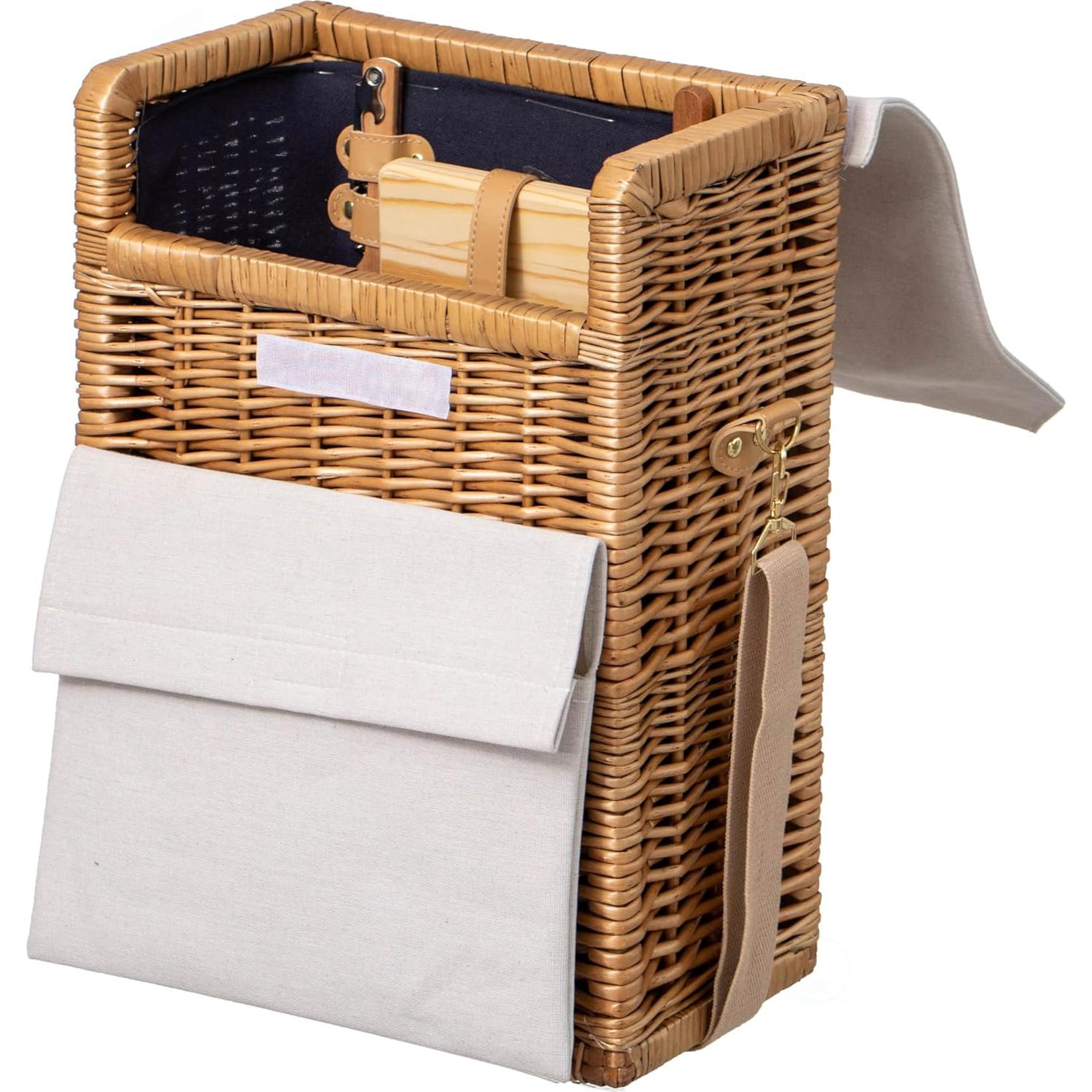 Cesta de Picnic de Mimbre Quickway con Tabla y Cuchillo