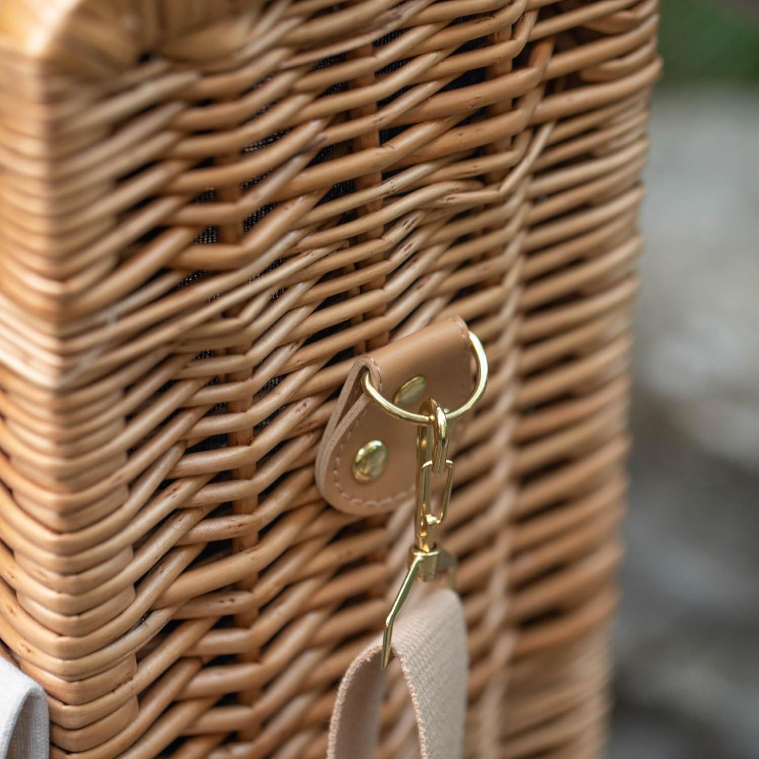 Cesta de Picnic de Mimbre Quickway con Tabla y Cuchillo