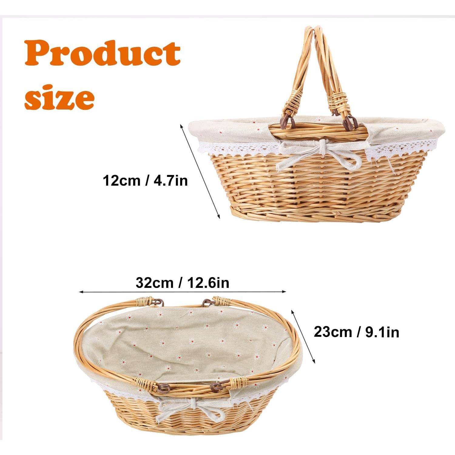 Cesta de Mimbre Natural Geytetqi 32 cm con Forro de Algodón