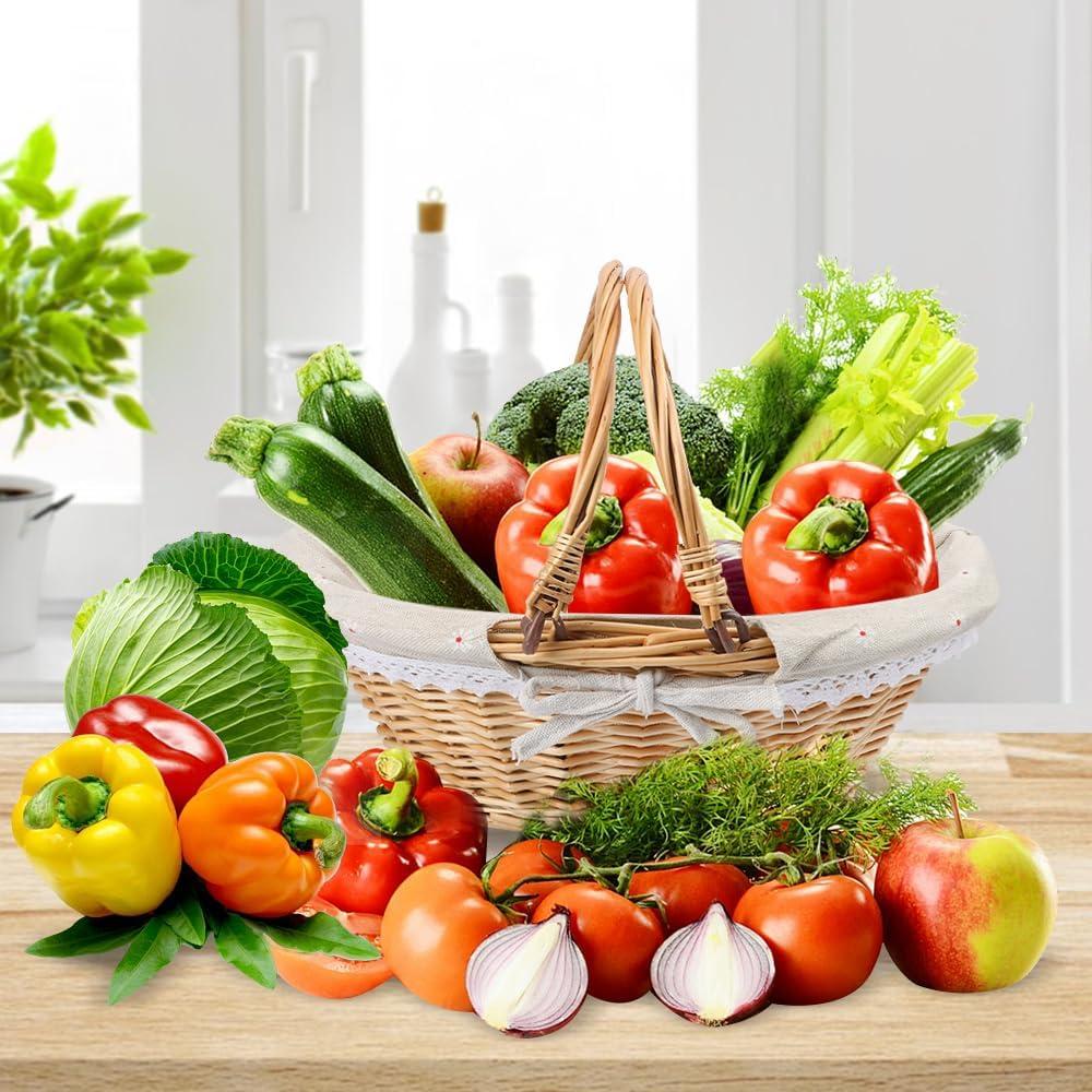 Cesta de Mimbre Natural Geytetqi 32 cm con Forro de Algodón