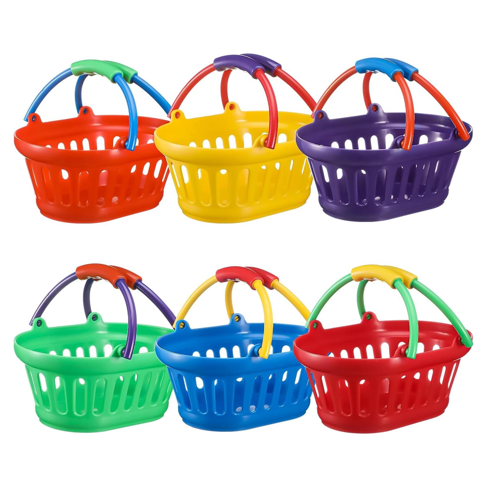 Paquete de 6 cestas pequeñas de plástico Reallnaive coloridas