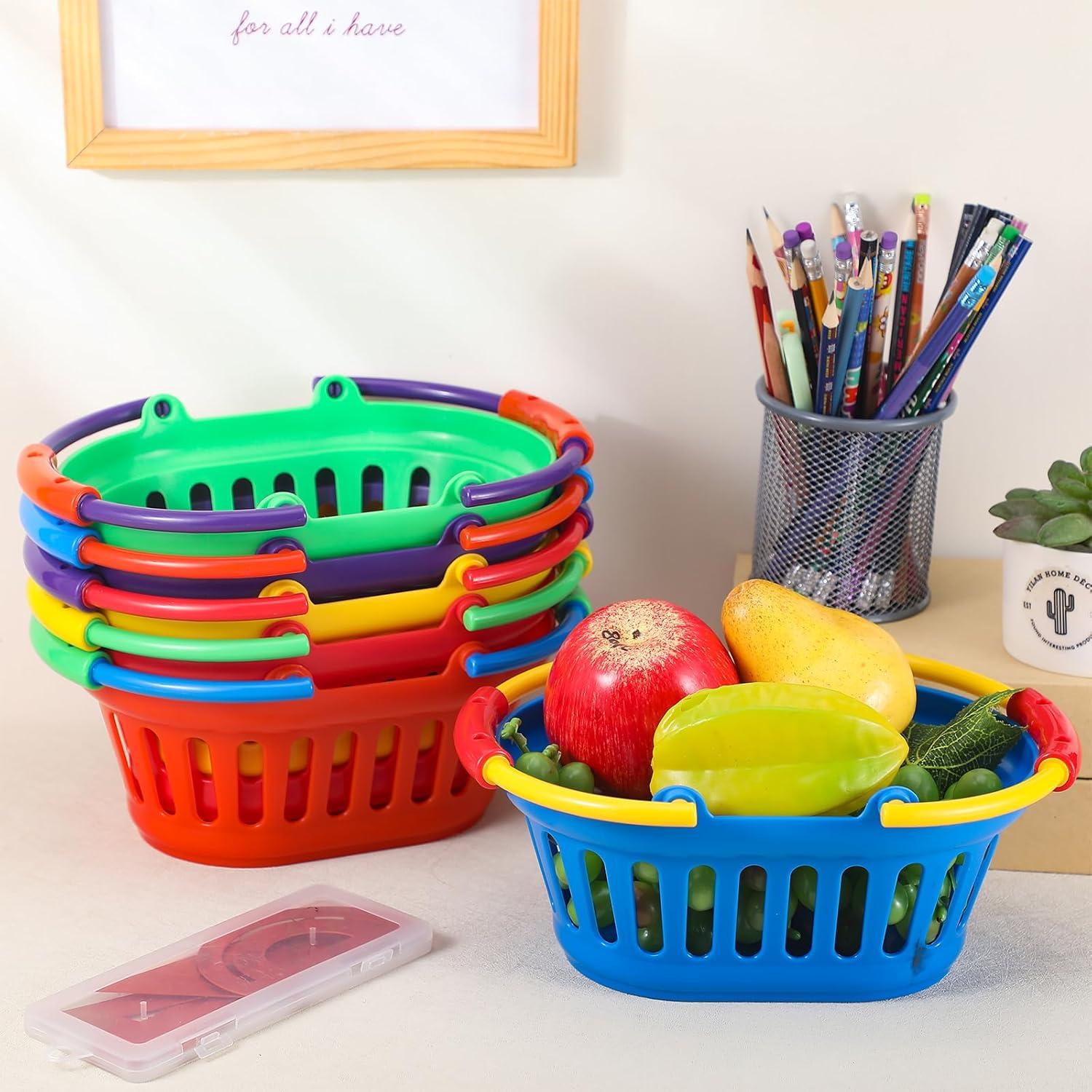 Paquete de 6 cestas pequeñas de plástico Reallnaive coloridas