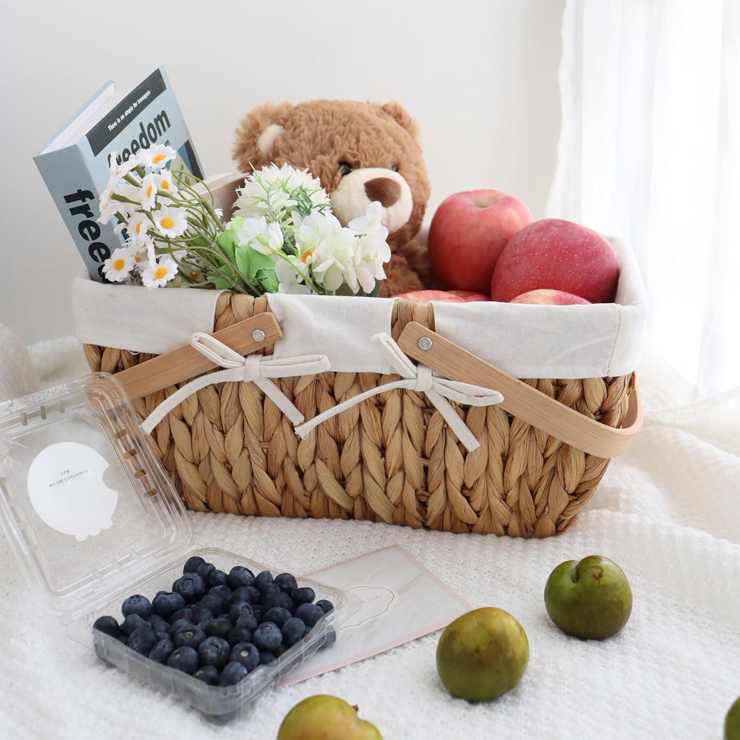 Cesta de Picnic de Juncos de Agua GYASVWU 38x25x18cm