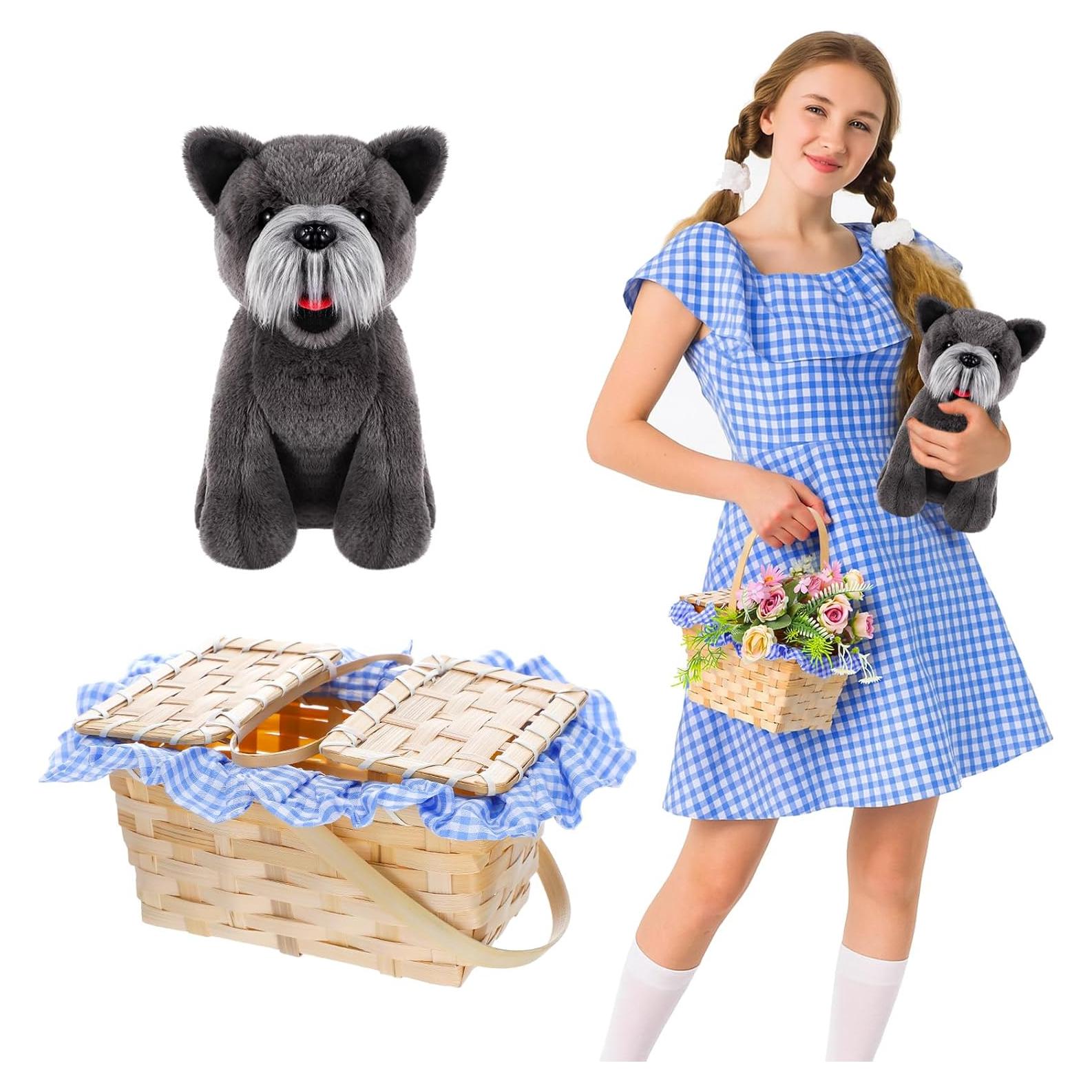 Cesta de Picnic con Perrito de Peluche Terrier - 20x12x10 cm