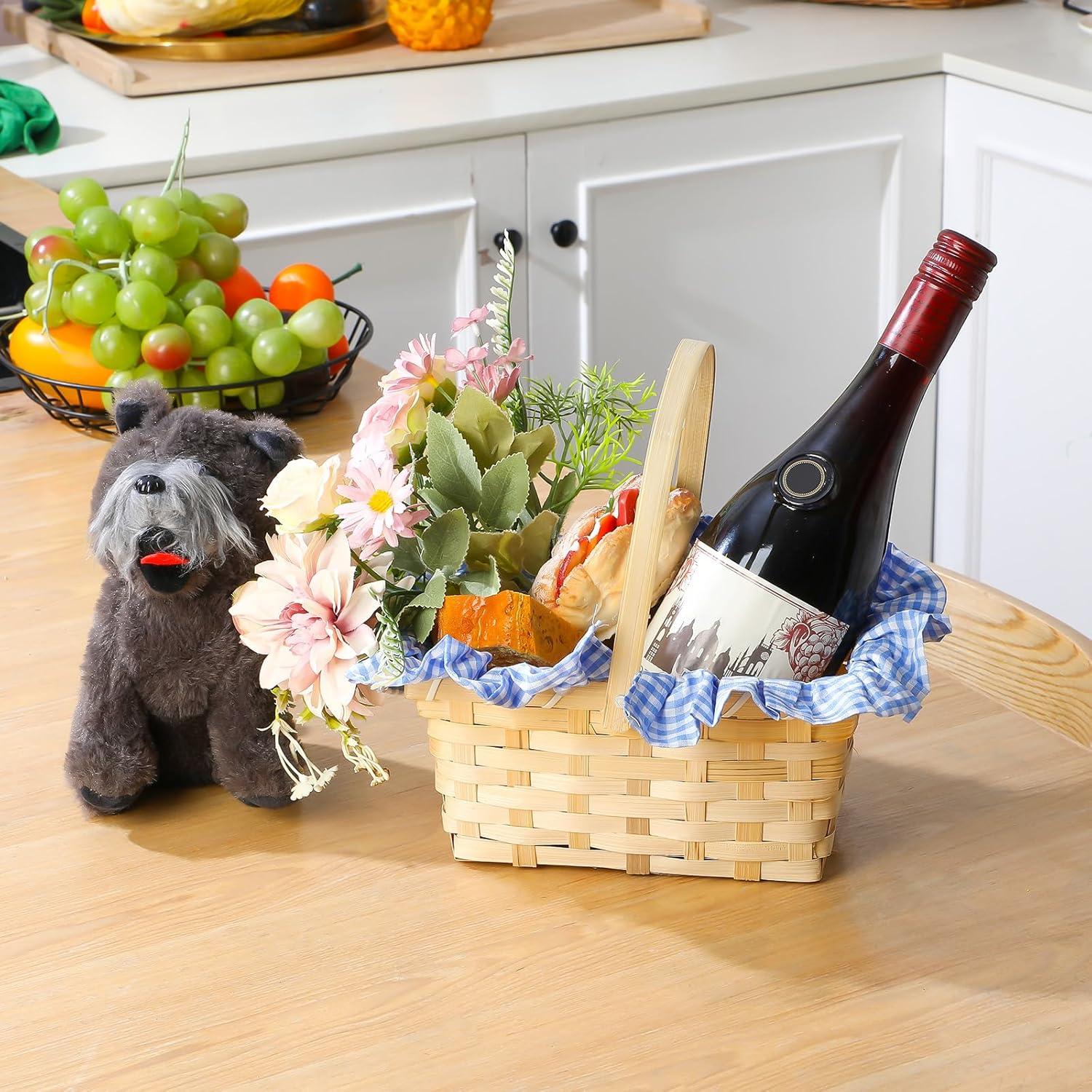 Cesta de Picnic con Perrito de Peluche Terrier - 20x12x10 cm