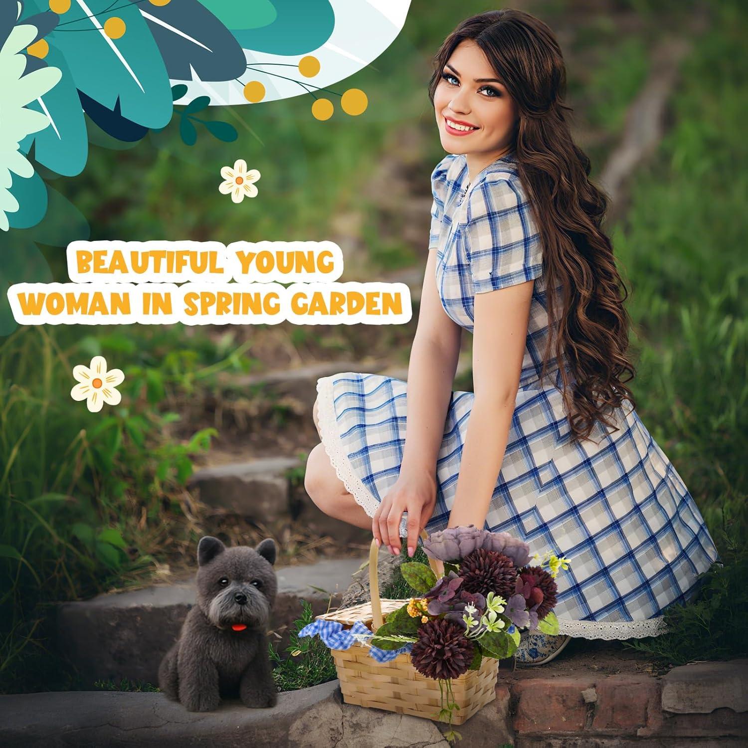 Cesta de Picnic con Perrito de Peluche Terrier - 20x12x10 cm