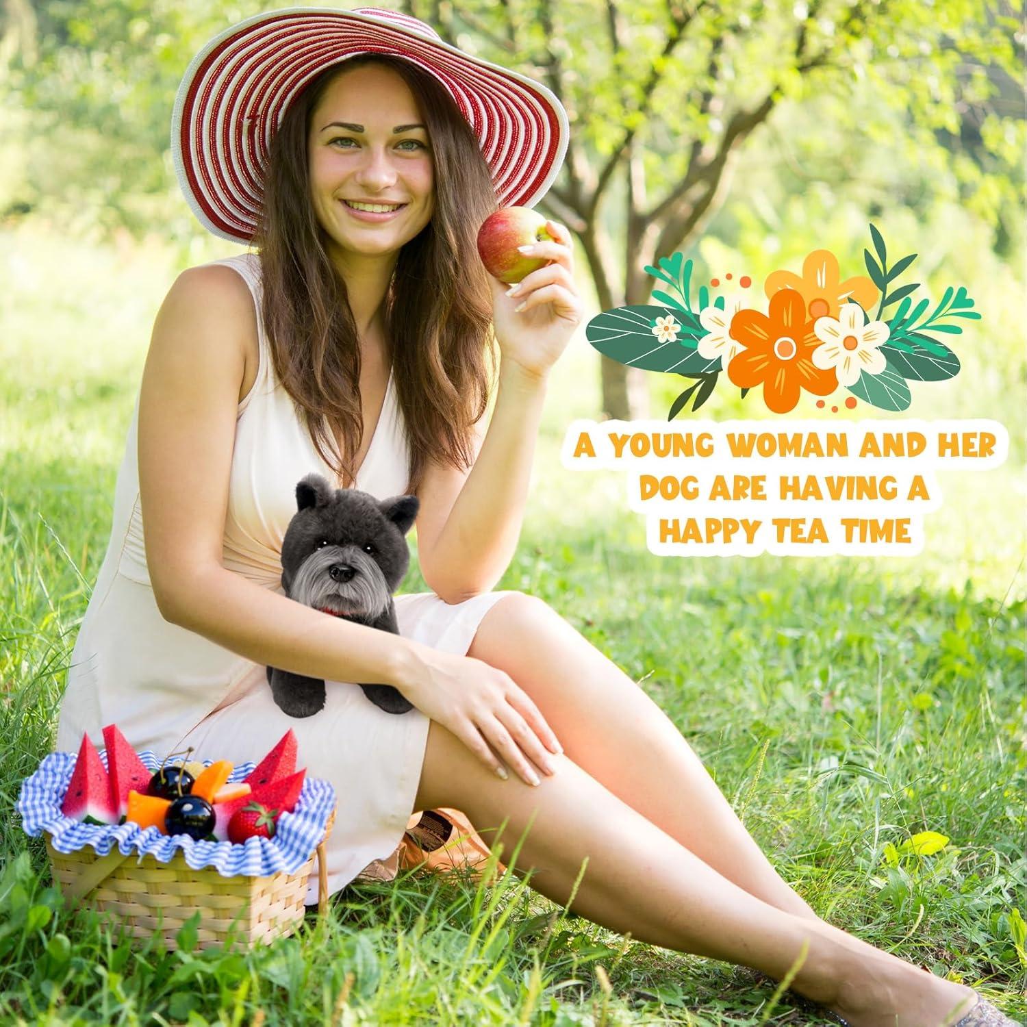 Cesta de Picnic con Perrito de Peluche Terrier - 20x12x10 cm