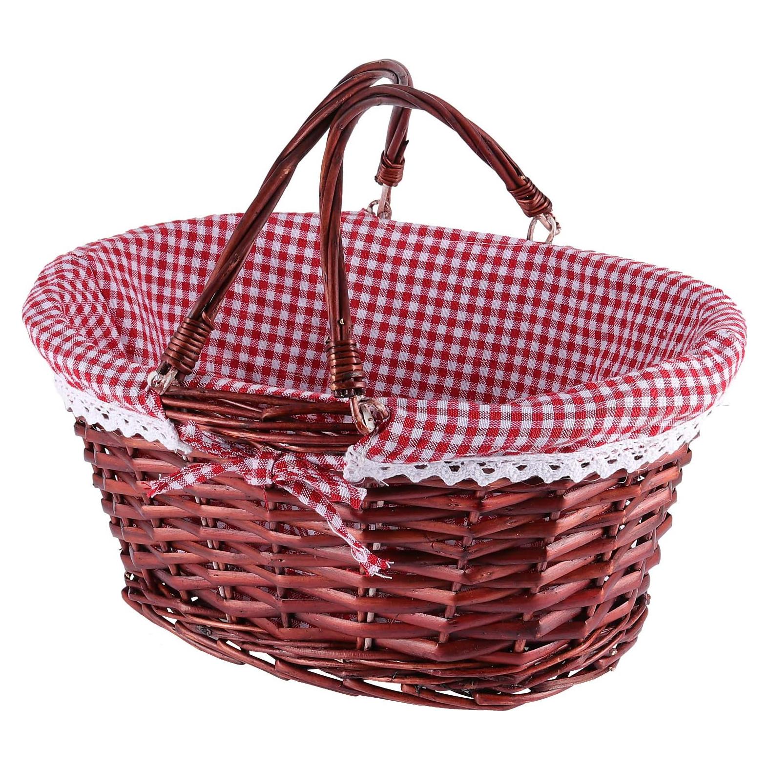 Cesta Tejida KINJOEK de Sauce Natural con Forro de Lino 35.8x27.9cm