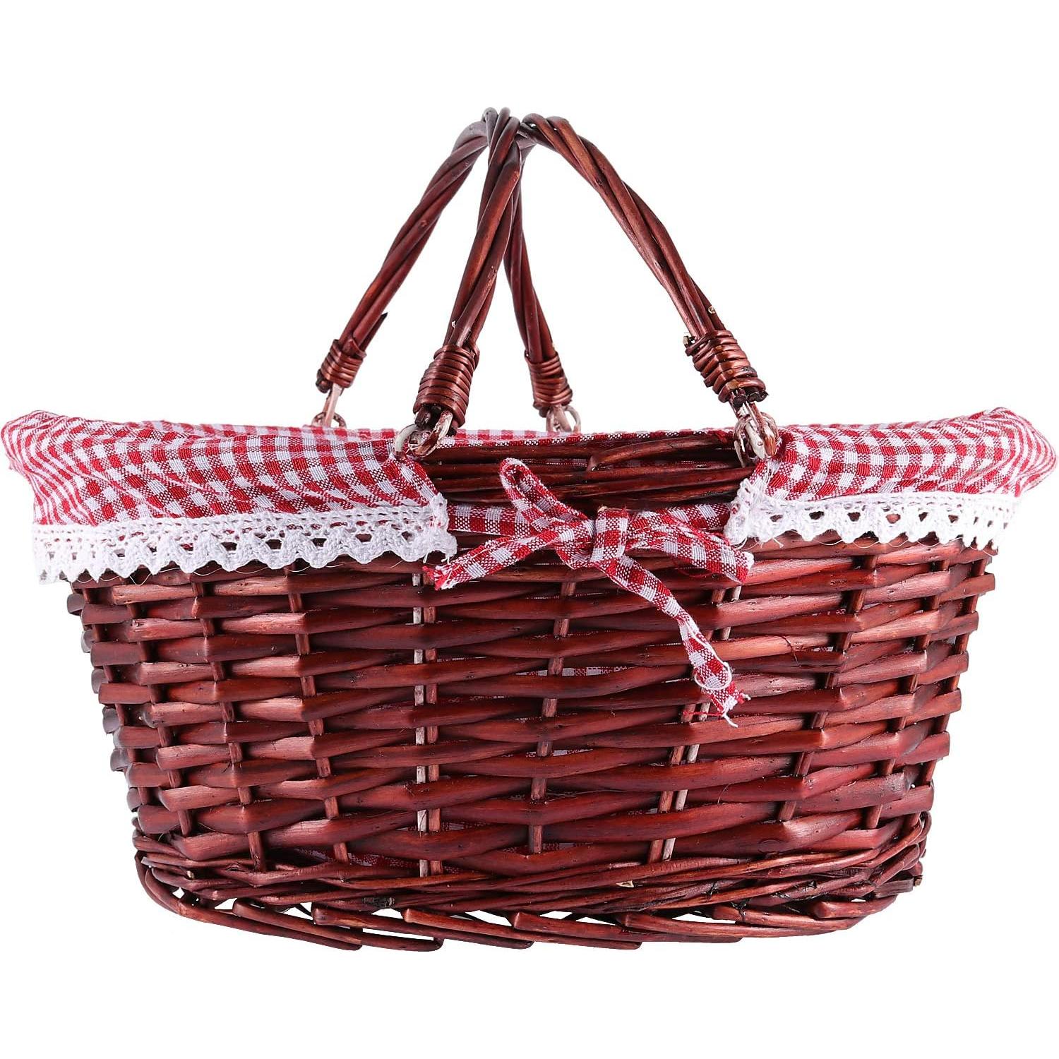 Cesta Tejida KINJOEK de Sauce Natural con Forro de Lino 35.8x27.9cm