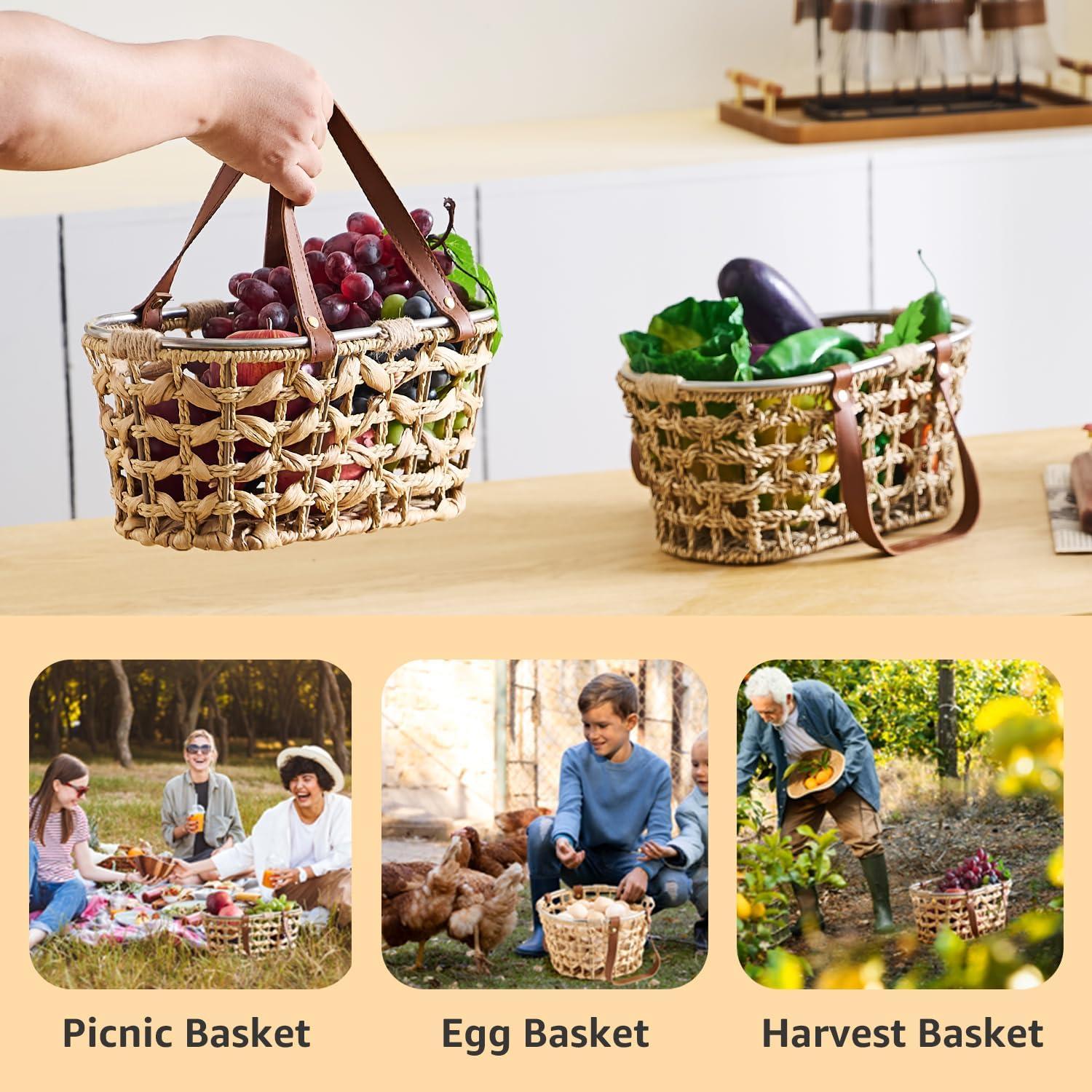 Cesta de Huevos LGENHOOM de Hierba Marina Natural Ovalada