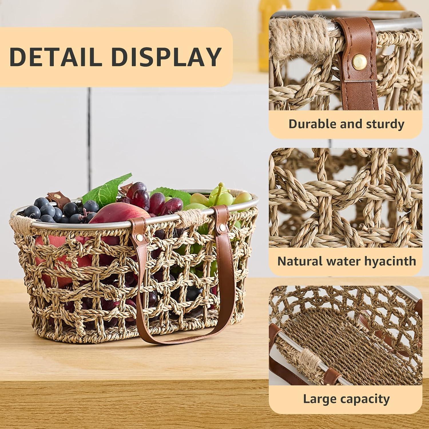 Cesta de Huevos LGENHOOM de Hierba Marina Natural Ovalada