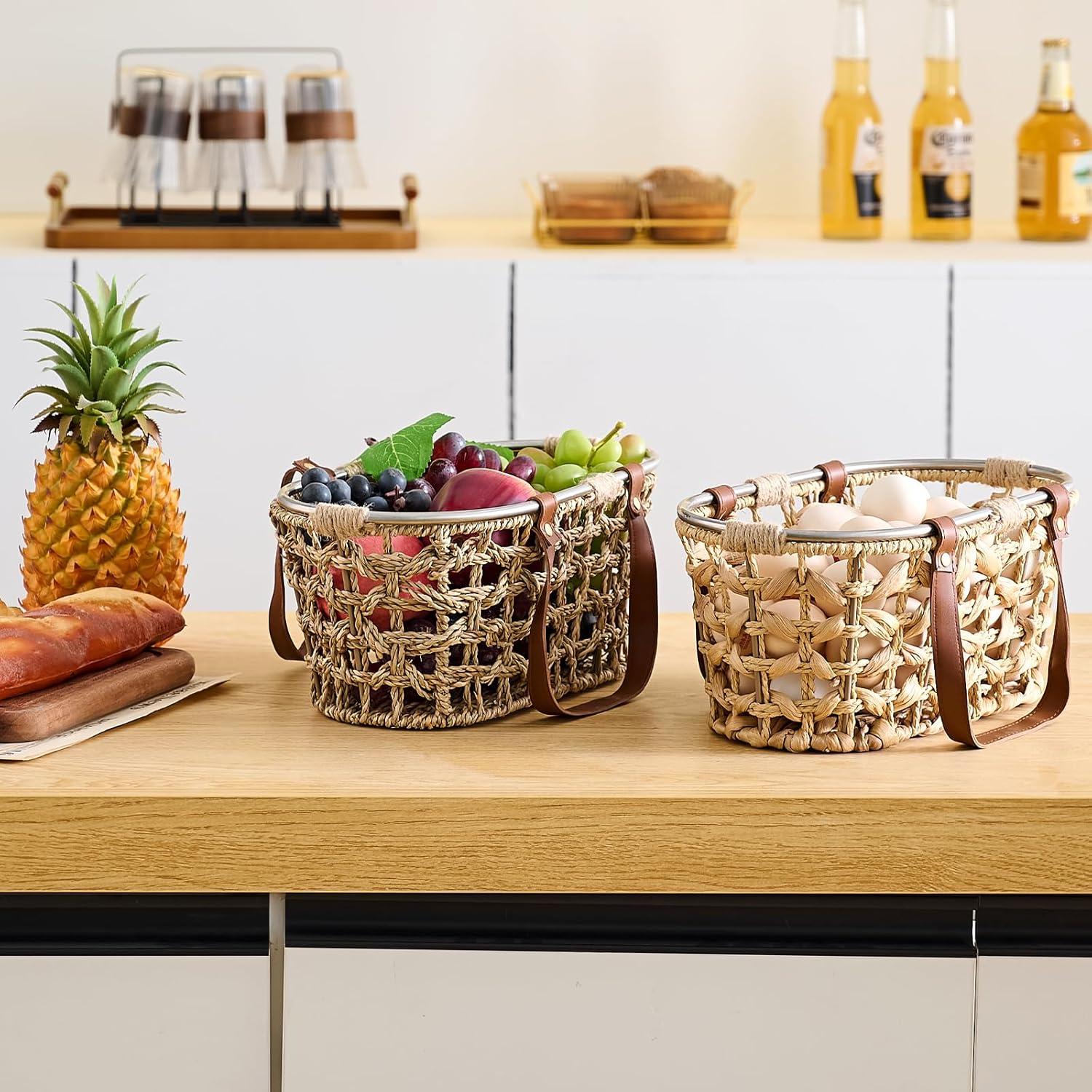 Cesta de Huevos LGENHOOM de Hierba Marina Natural Ovalada