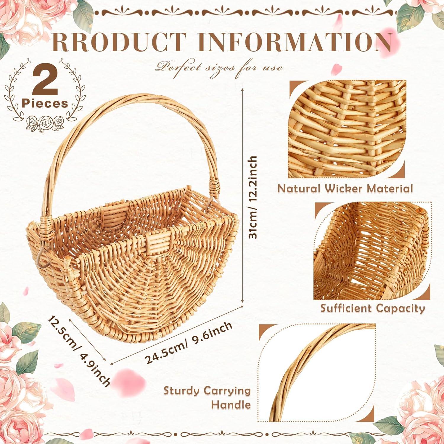 Cestas de Flores para Niña de Boda Willinglong 2 Pcs Ratán