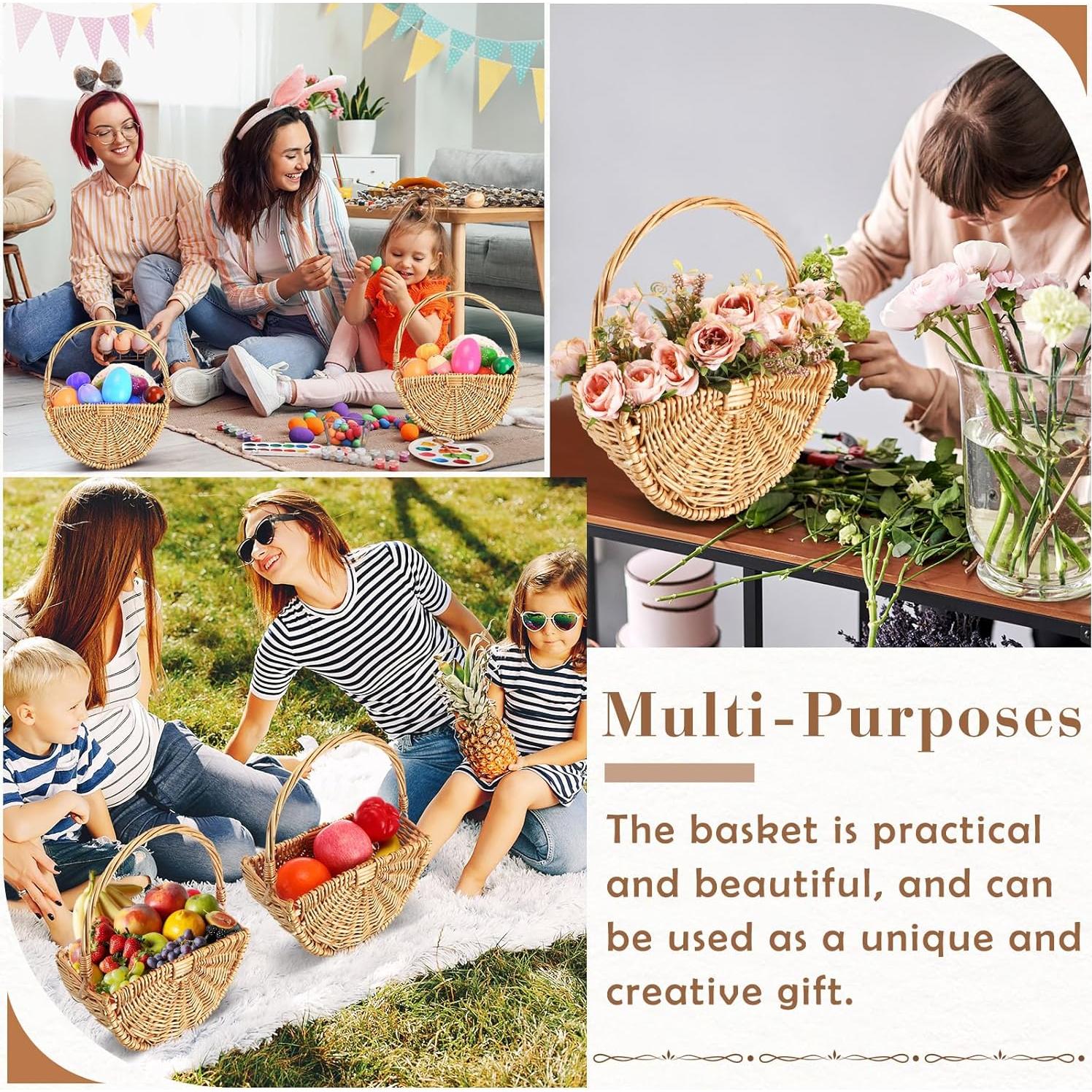 Cestas de Flores para Niña de Boda Willinglong 2 Pcs Ratán