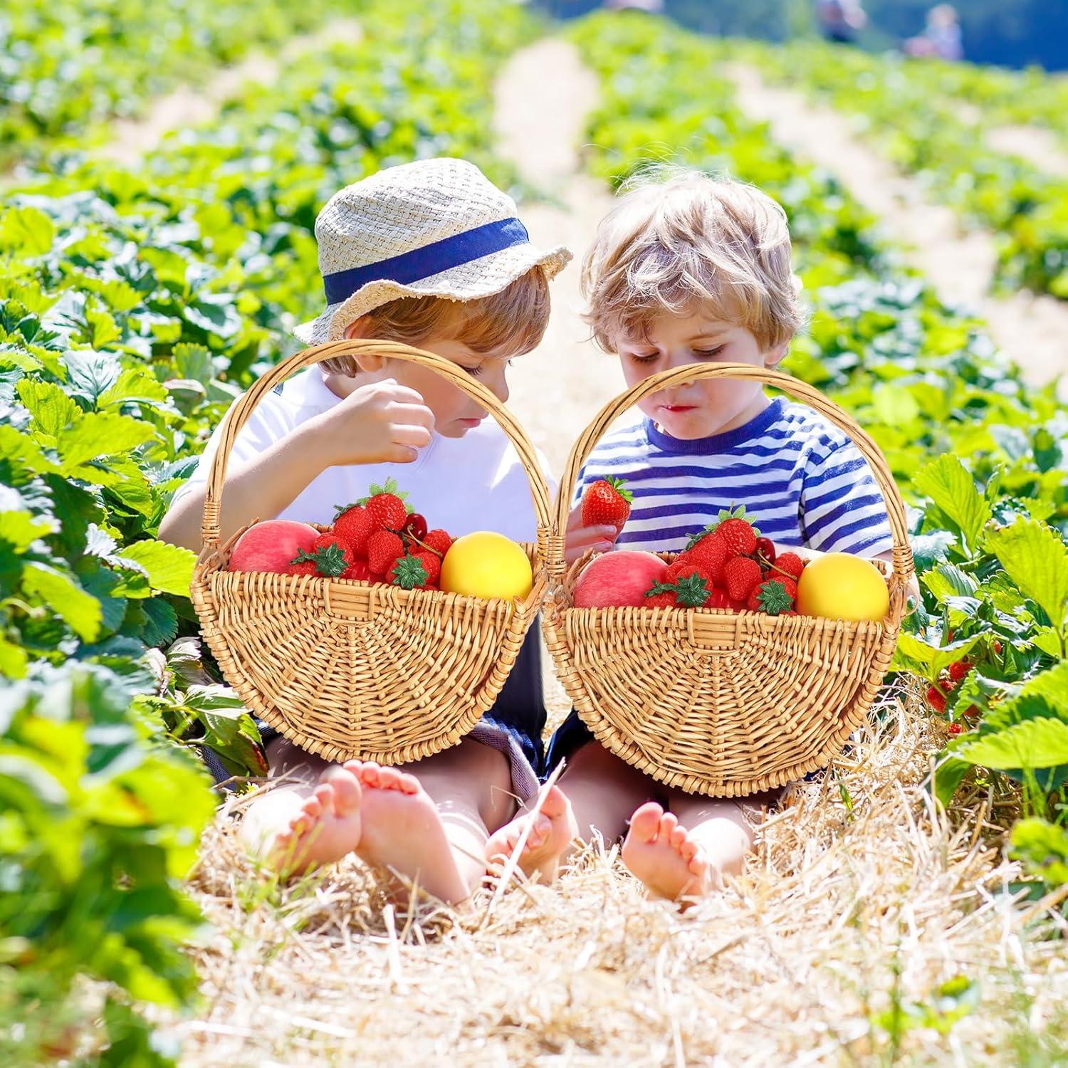 Cestas de Flores para Niña de Boda Willinglong 2 Pcs Ratán