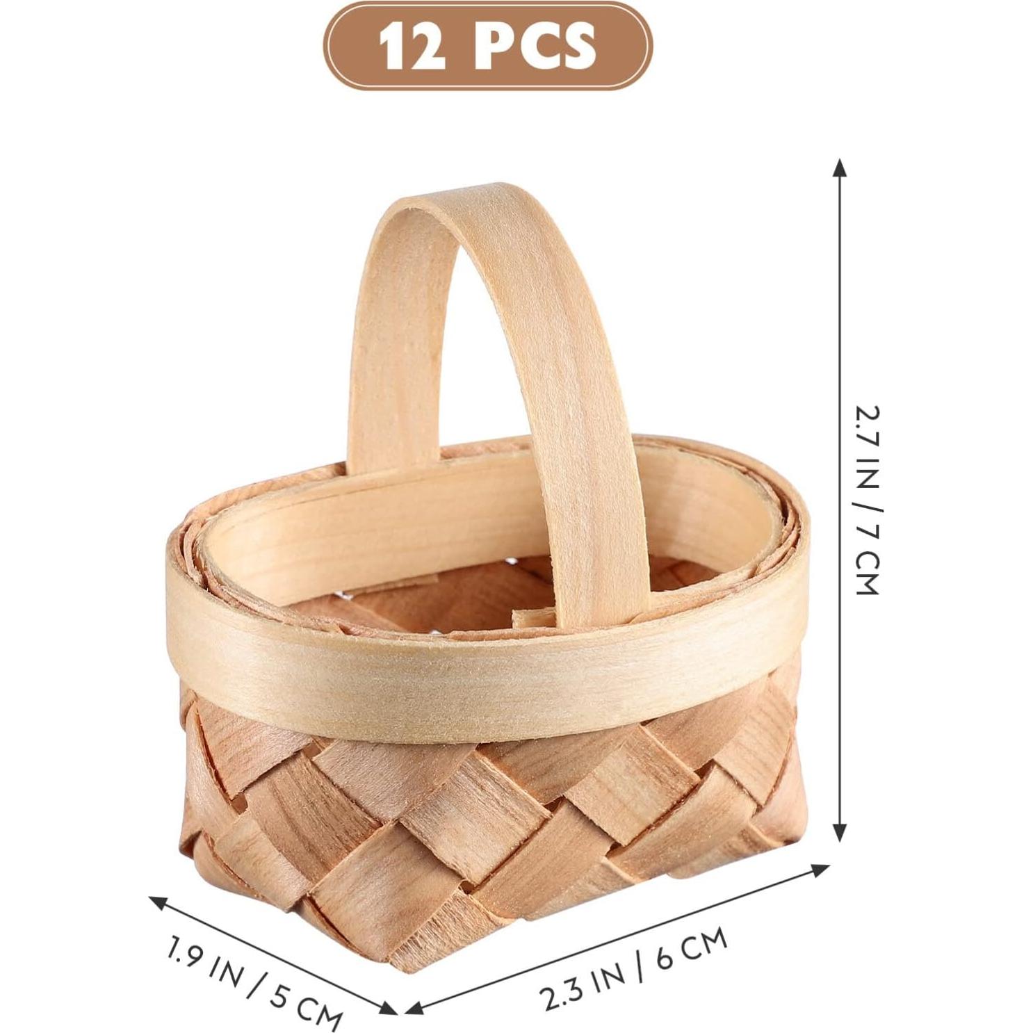 Mini Cestas de Madera Tejidas DOITOOL - 24 Piezas 12x10 cm