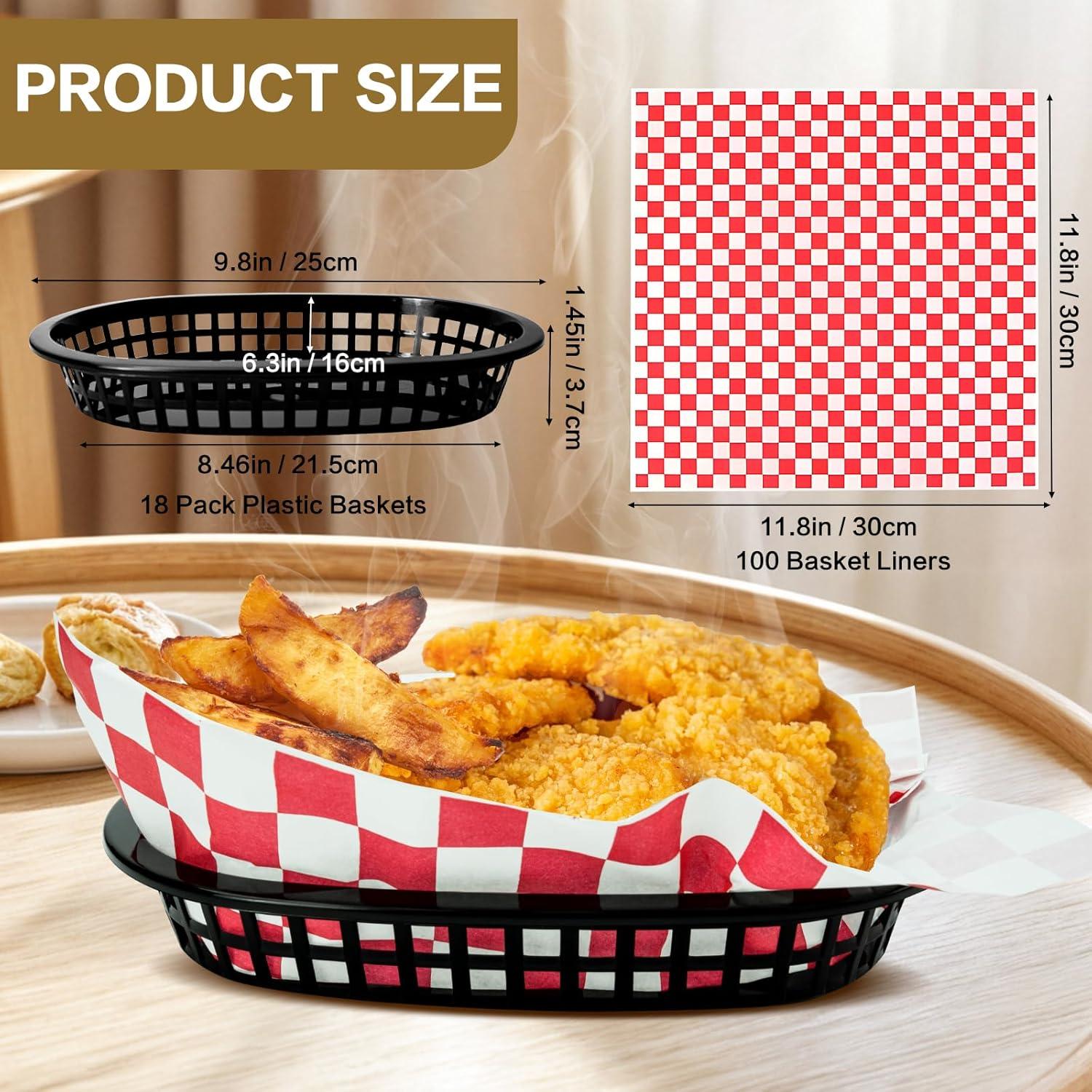 Set de 18 Cestas Ovaladas Negras Seuqhck con 100 Forros Rojos