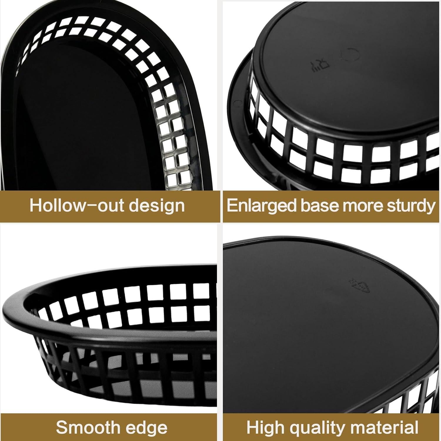 Set de 18 Cestas Ovaladas Negras Seuqhck con 100 Forros Rojos