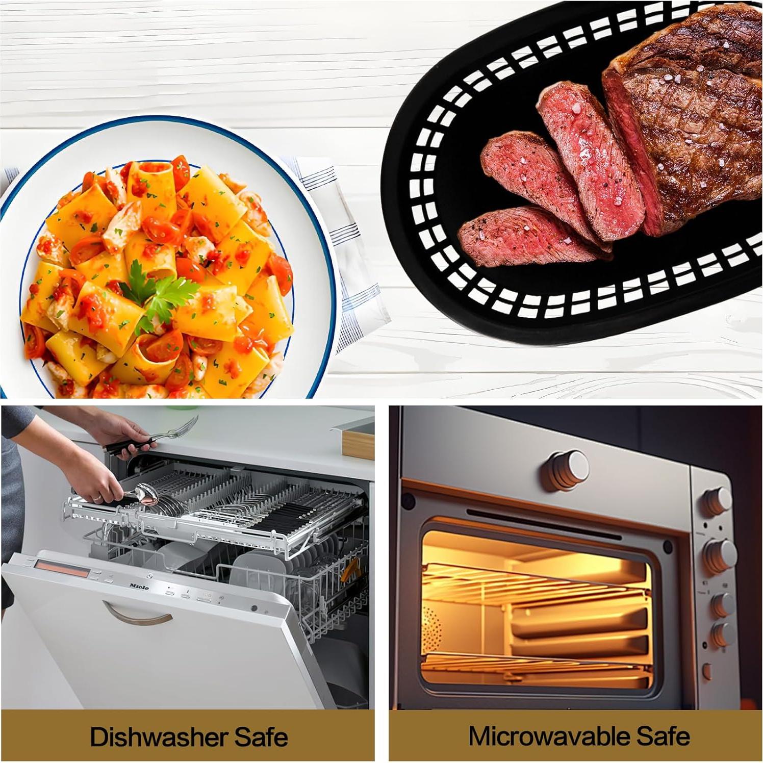 Set de 18 Cestas Ovaladas Negras Seuqhck con 100 Forros Rojos