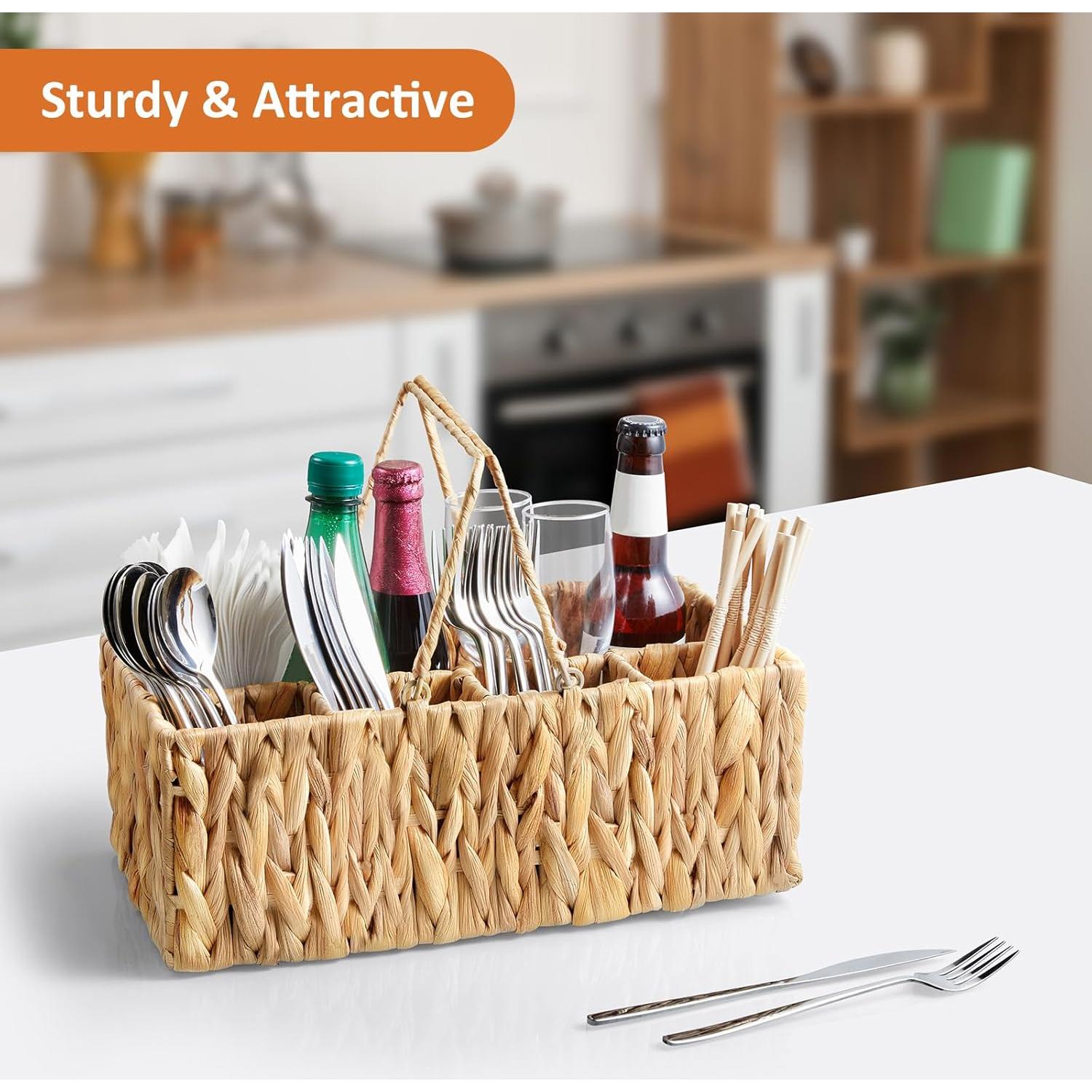Caddy de Mimbre para Cubiertos YCXNBHH 35.5x20.3x14 cm