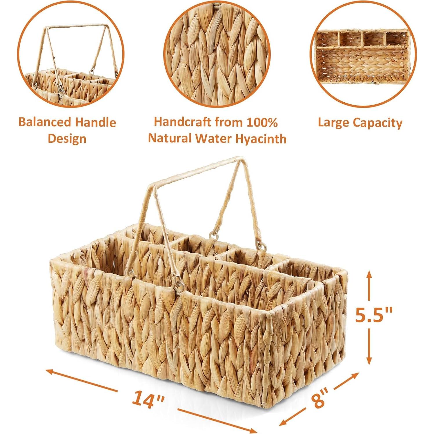 Caddy de Mimbre para Cubiertos YCXNBHH 35.5x20.3x14 cm