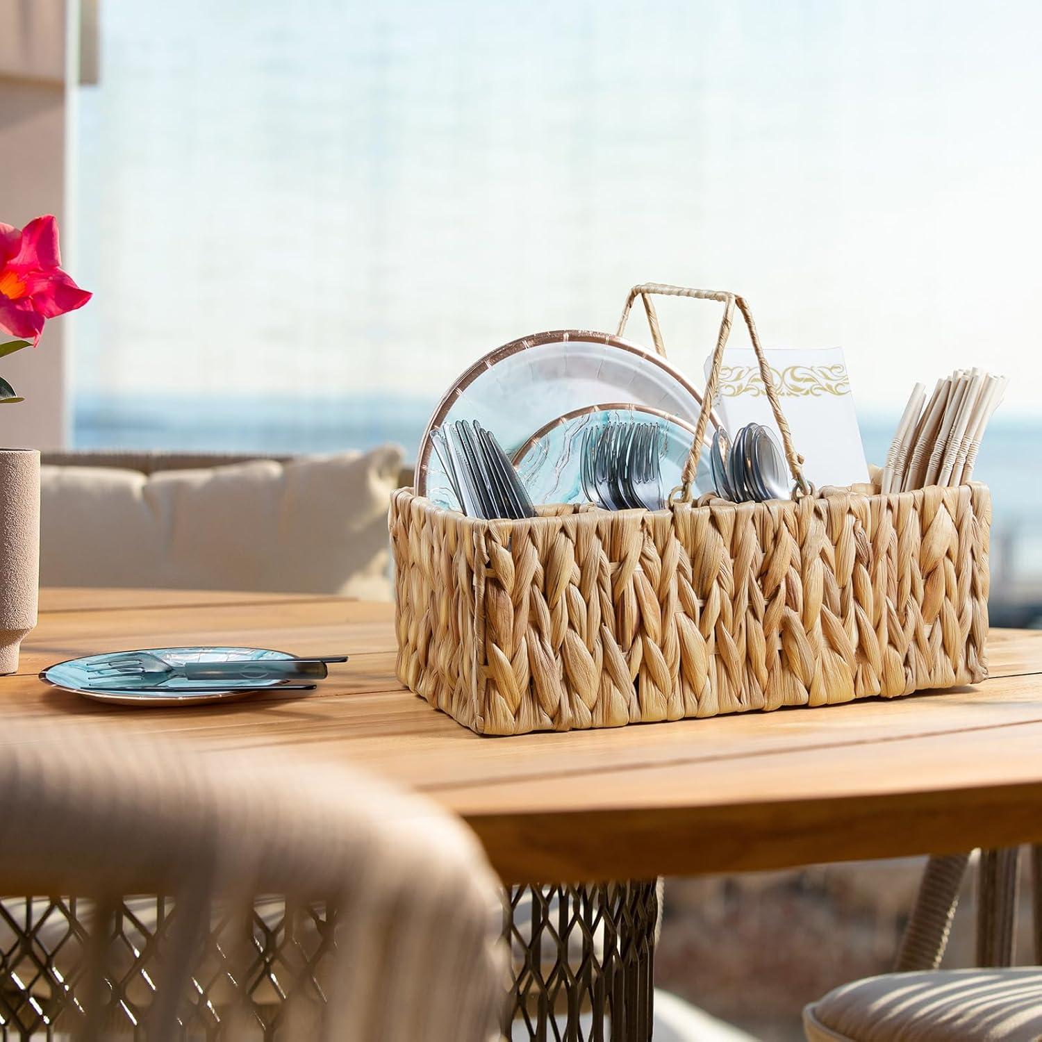 Caddy de Mimbre para Cubiertos YCXNBHH 35.5x20.3x14 cm