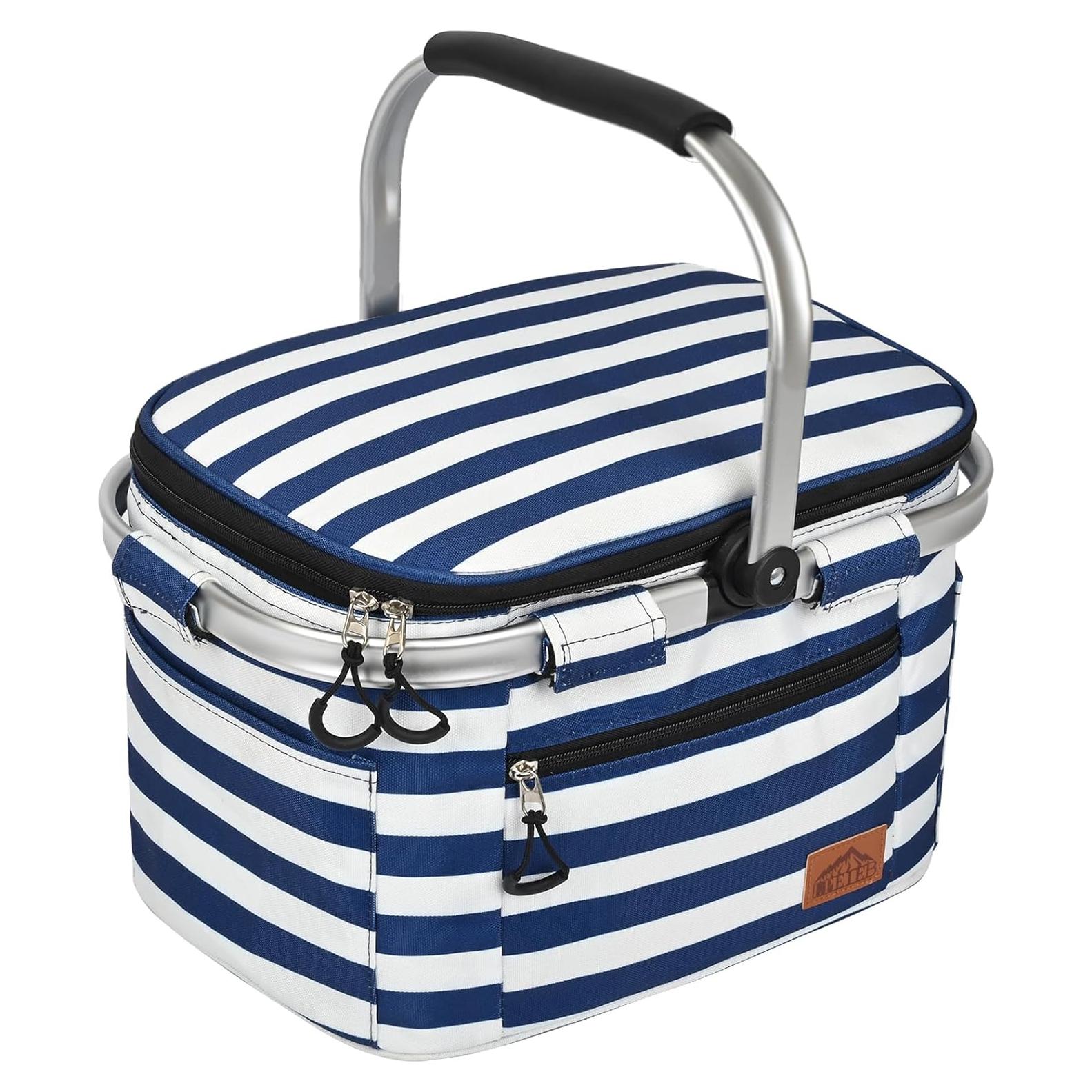 Cesta de Picnic Aislada LPEIEB 27L Multi-Bolsillo Plegable