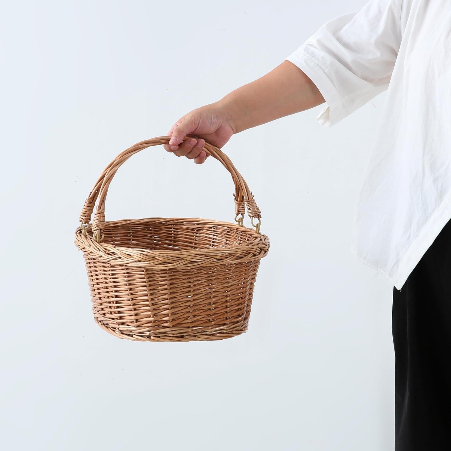 Cesta de Picnic de Mimbre Longero 29x39 cm Amarillo Rústico