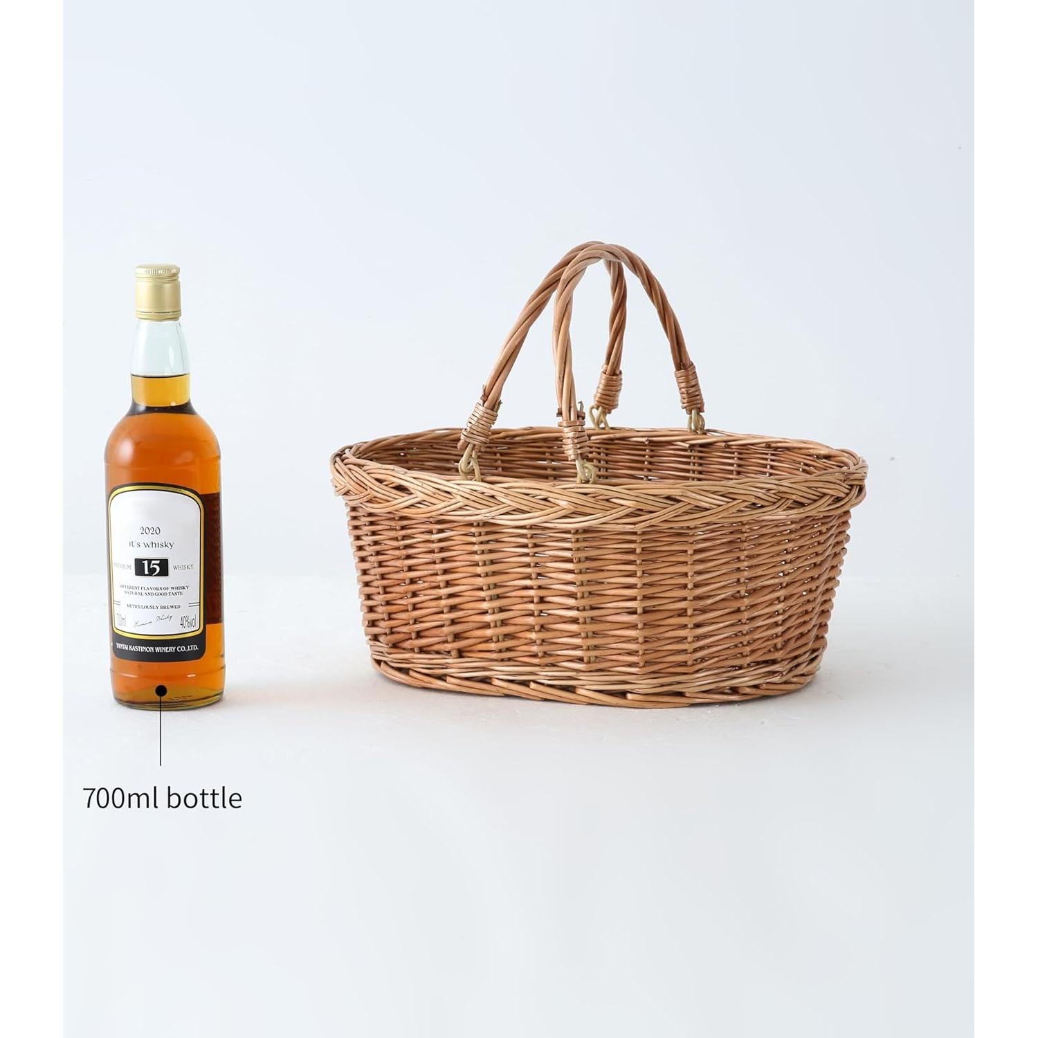 Cesta de Picnic de Mimbre Longero 29x39 cm Amarillo Rústico