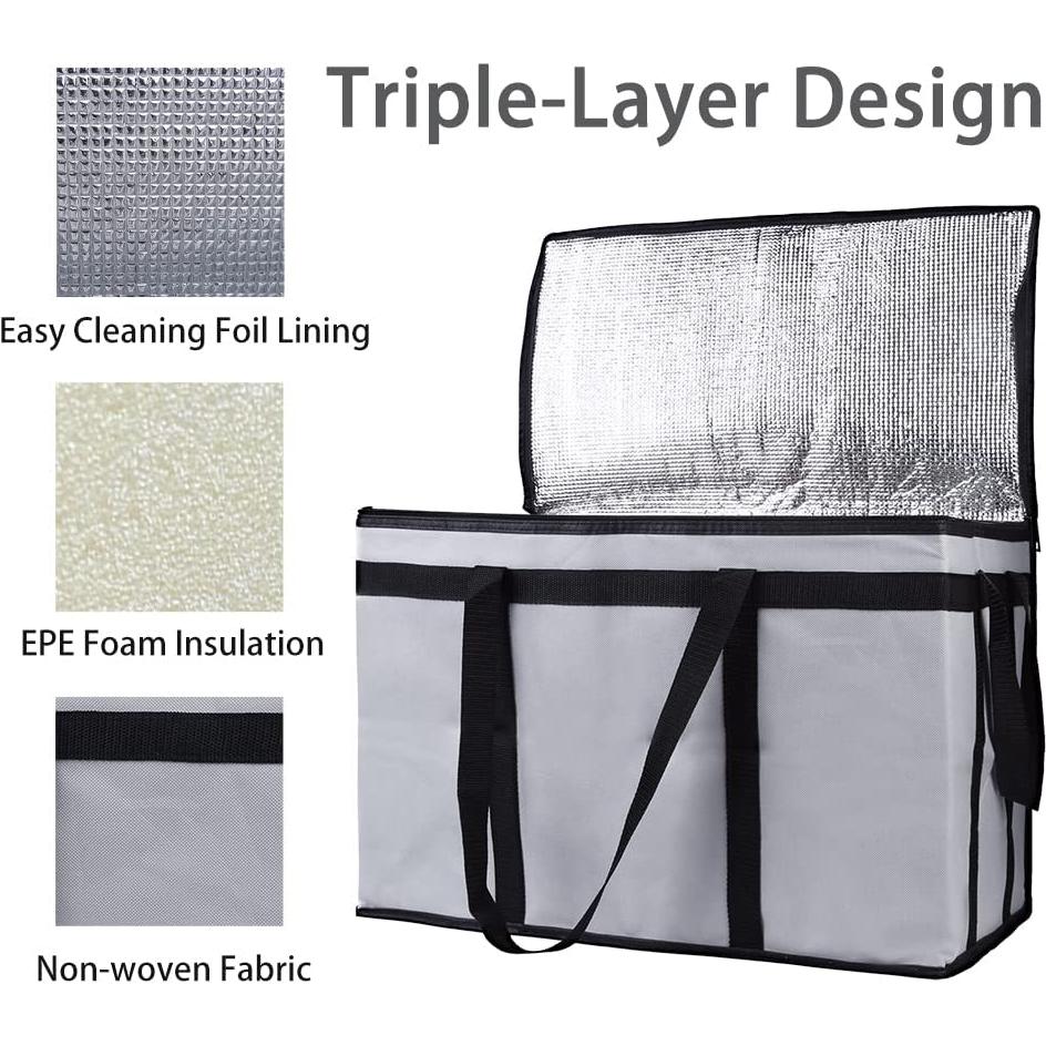 Bolsa Térmica Aislada Bodaon 3XL para Entrega de Comida Gris