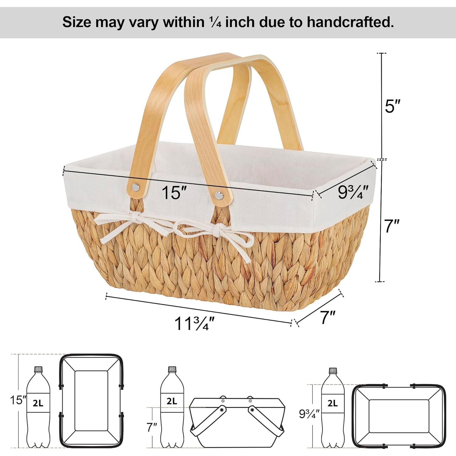 Cesta de Picnic de Mimbre StorageWorks con Forro 38 cm