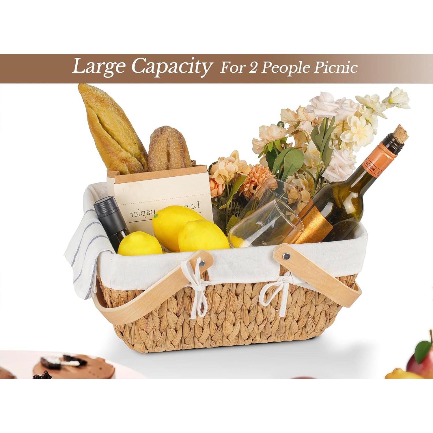 Cesta de Picnic de Mimbre StorageWorks con Forro 38 cm