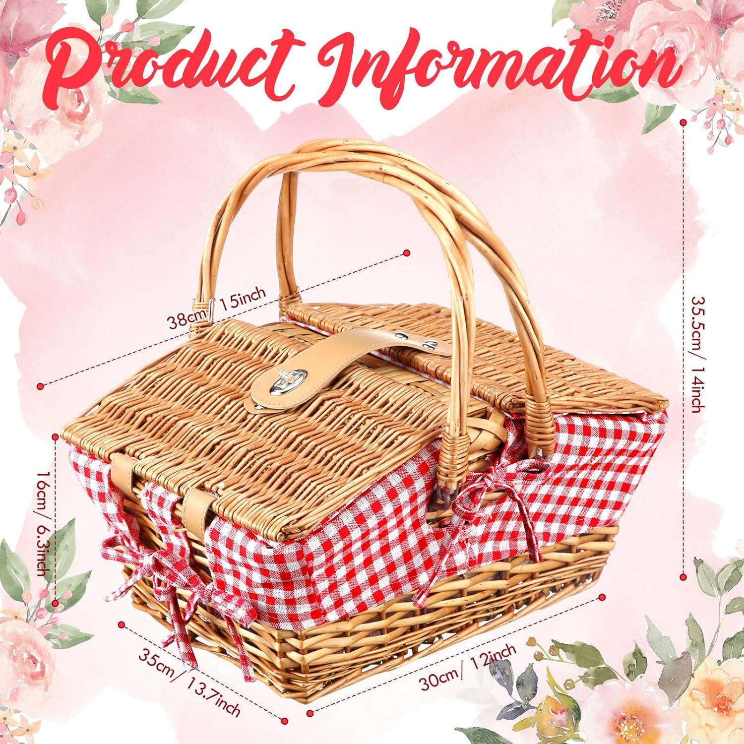 Cesta de Picnic de Mimbre Tiangrid para 2 Personas 42.9x34cm