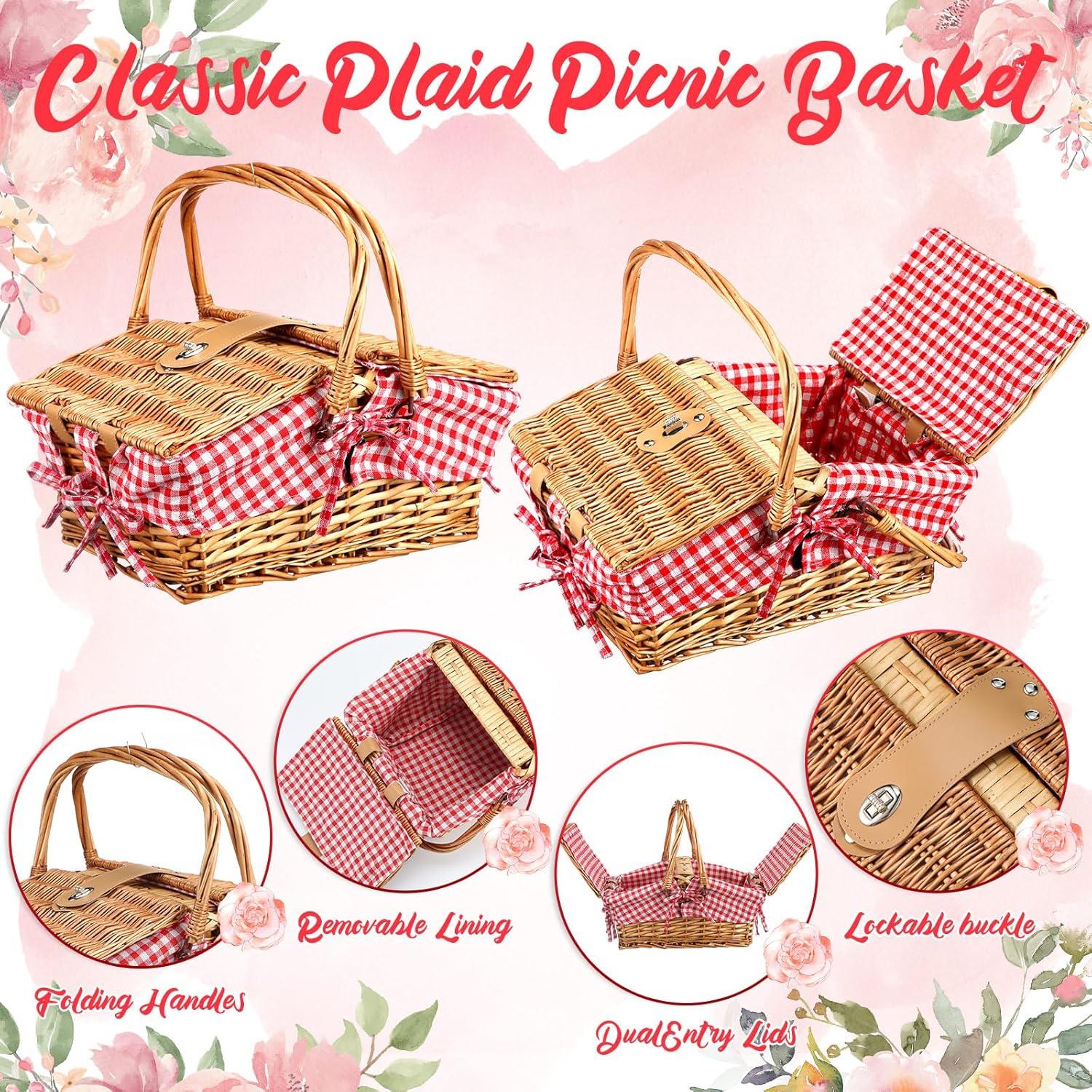 Cesta de Picnic de Mimbre Tiangrid para 2 Personas 42.9x34cm