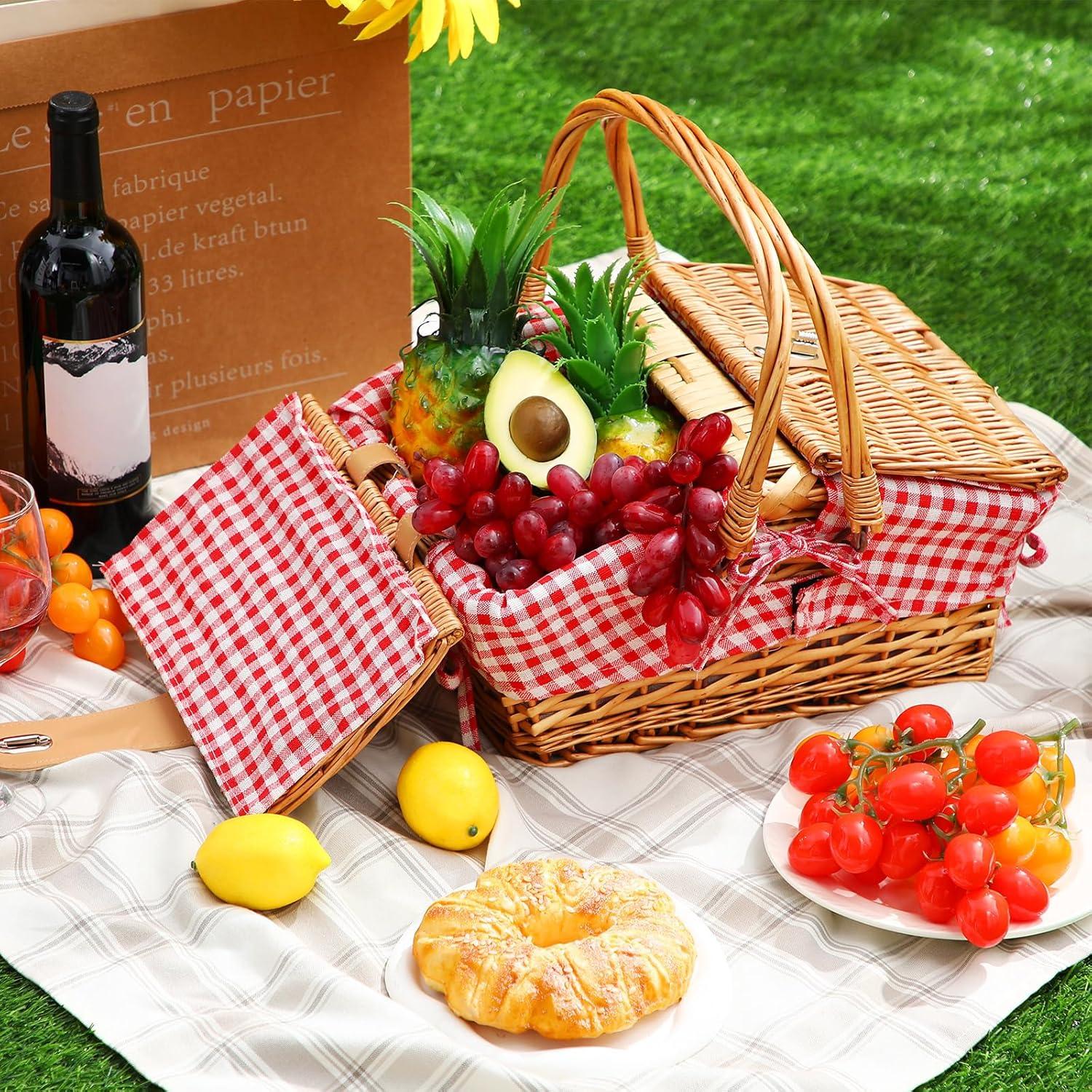 Cesta de Picnic de Mimbre Tiangrid para 2 Personas 42.9x34cm