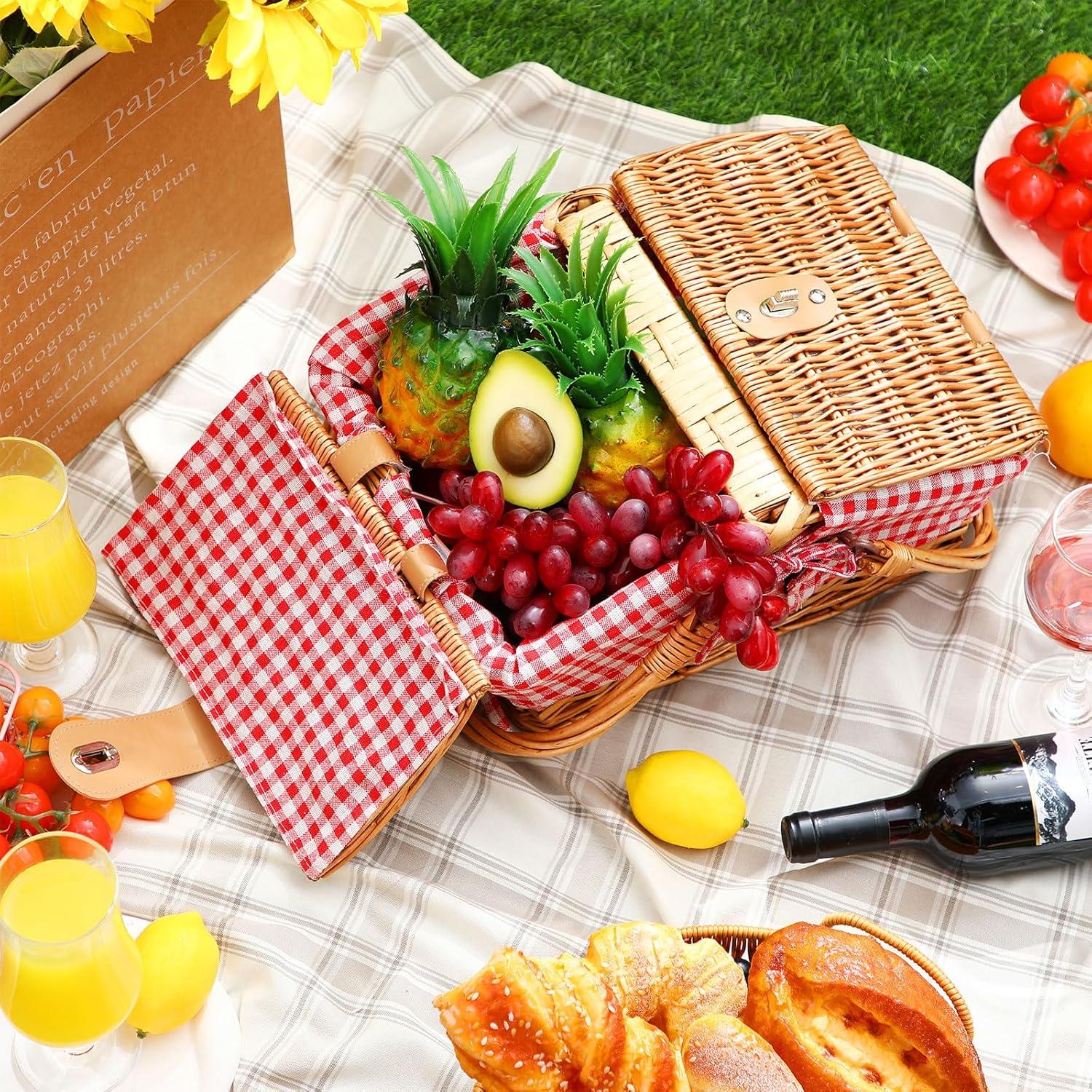 Cesta de Picnic de Mimbre Tiangrid para 2 Personas 42.9x34cm