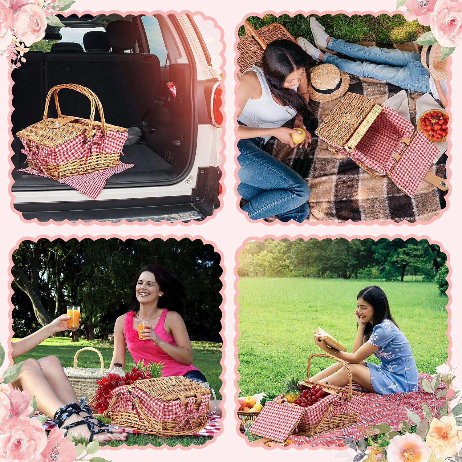 Cesta de Picnic de Mimbre Tiangrid para 2 Personas 42.9x34cm