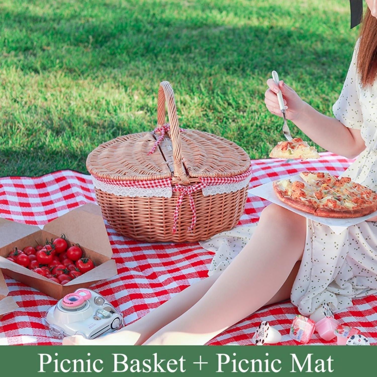 Cesta de Picnic de Mimbre Vintage CiCixixi 35x25x17 cm