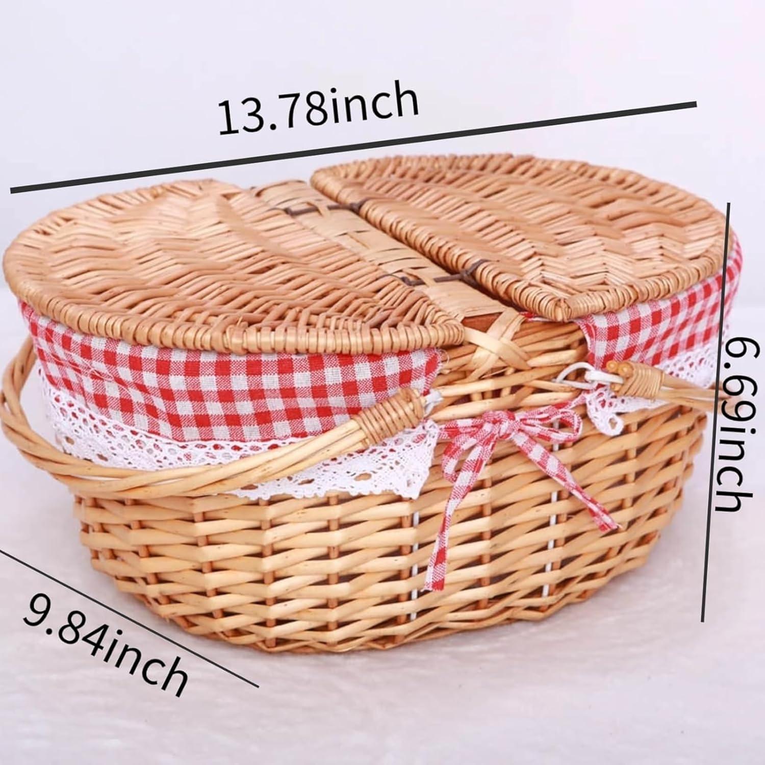 Cesta de Picnic de Mimbre Vintage CiCixixi 35x25x17 cm