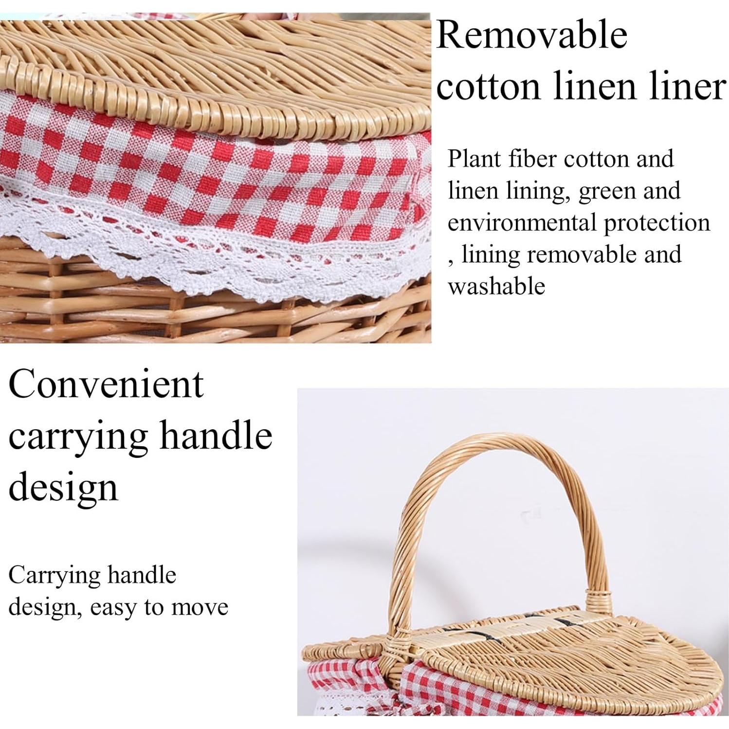 Cesta de Picnic de Mimbre Vintage CiCixixi 35x25x17 cm