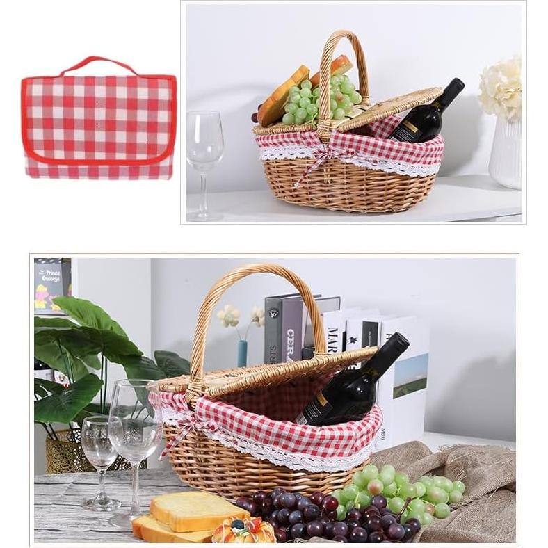 Cesta de Picnic de Mimbre Vintage CiCixixi 35x25x17 cm