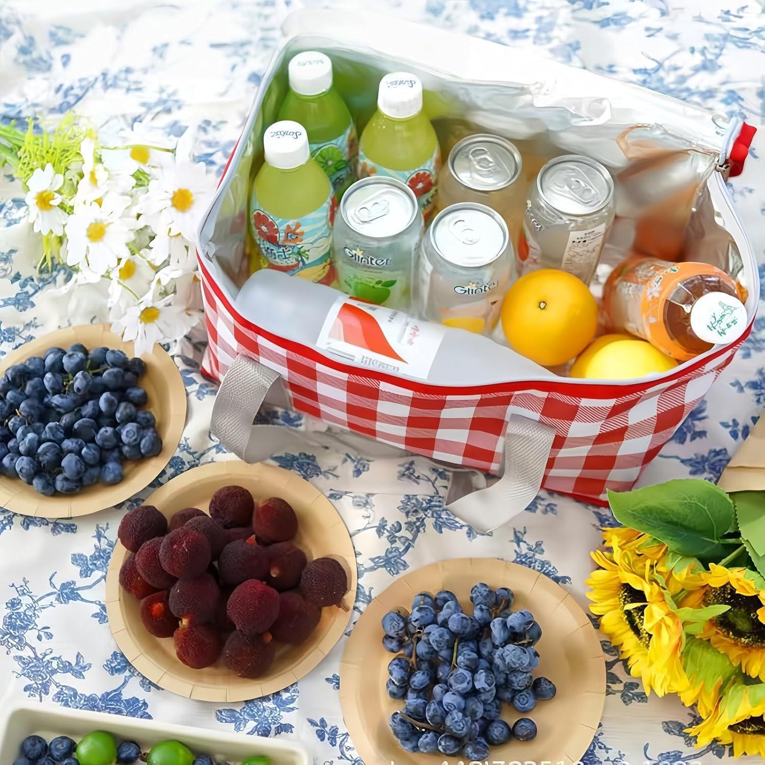 Bolsa de Picnic Aislada JSLYNB 24L Reutilizable para Comida