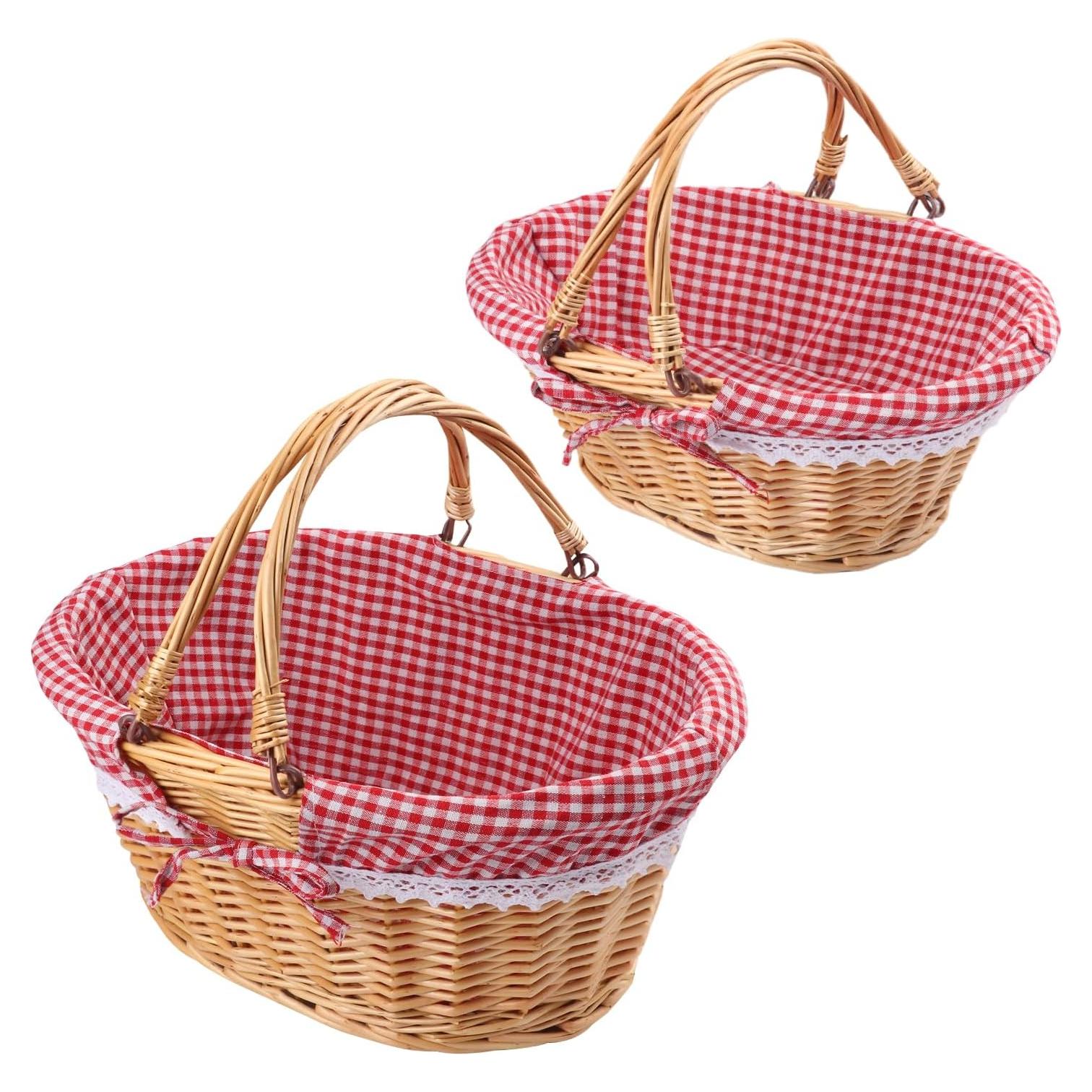 Cestas de Mimbre GNIEMCKIN 2 Paquete 32 y 32 cm con Asa